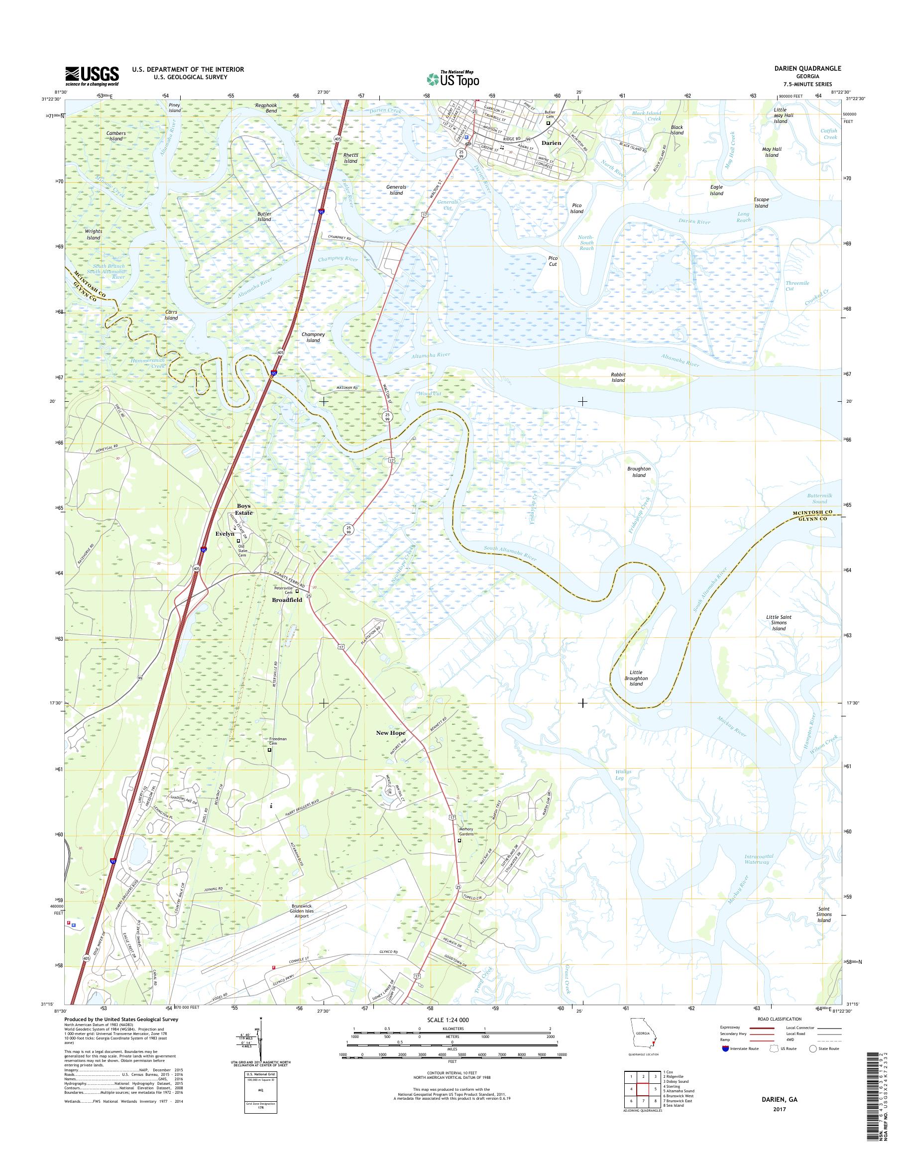 MyTopo Darien, USGS Quad Topo Map
