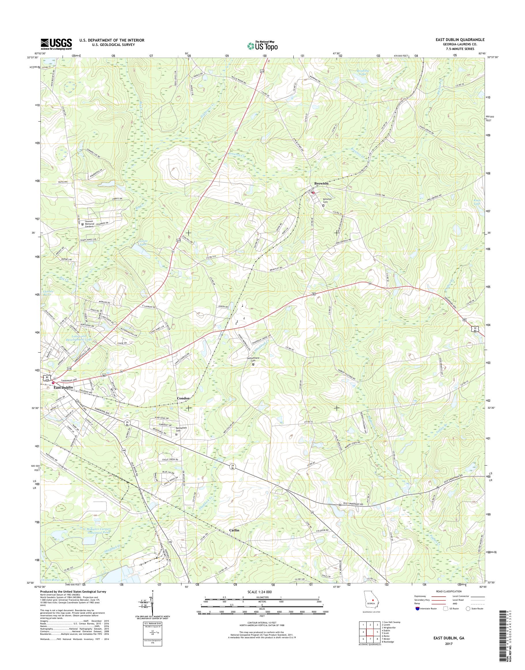 MyTopo East Dublin, USGS Quad Topo Map