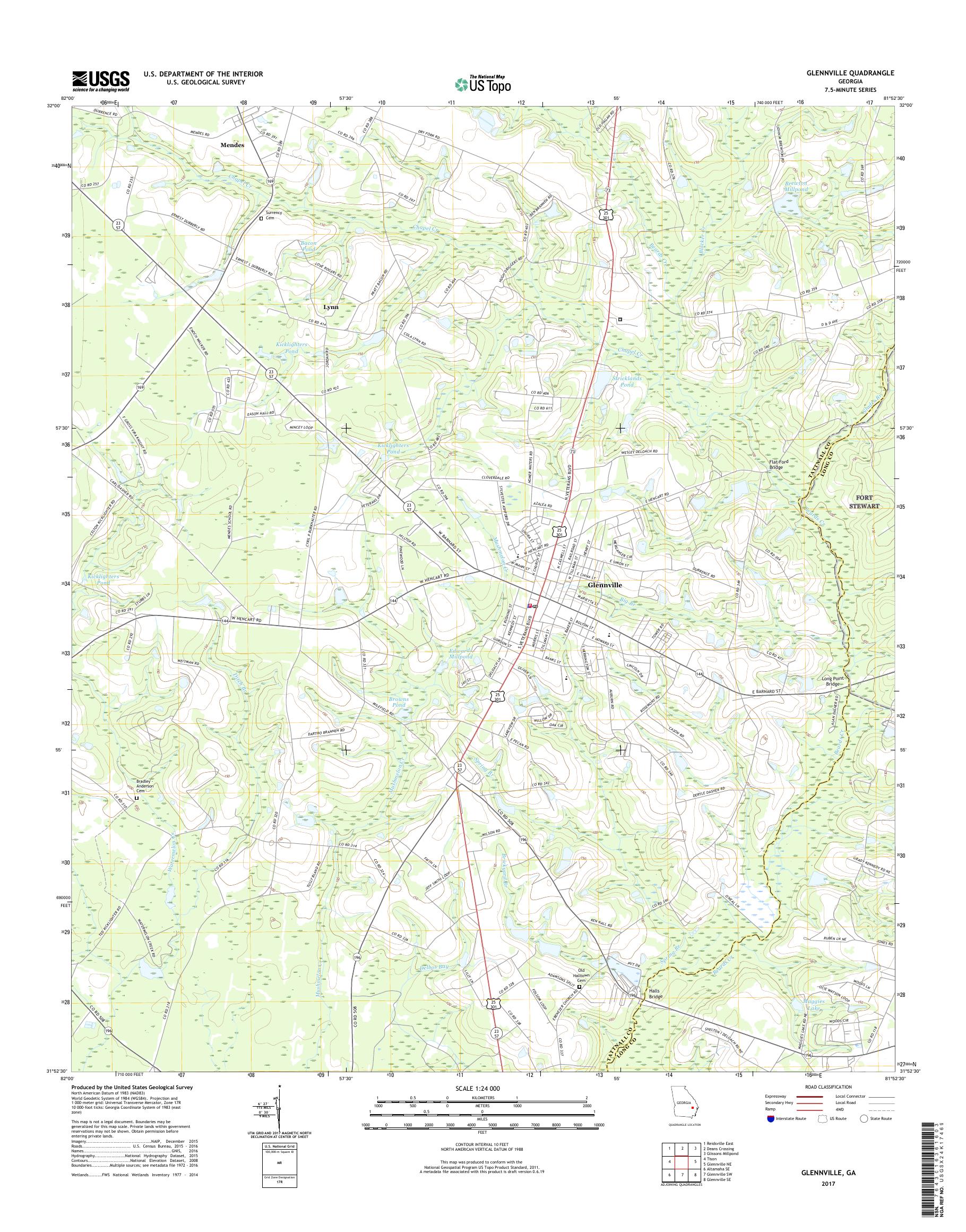 MyTopo Glennville, USGS Quad Topo Map