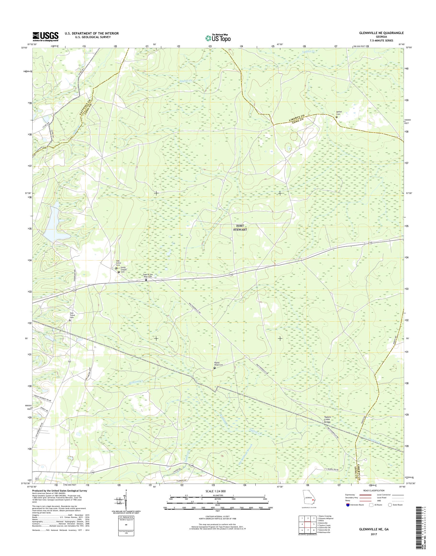 MyTopo Glennville NE, USGS Quad Topo Map