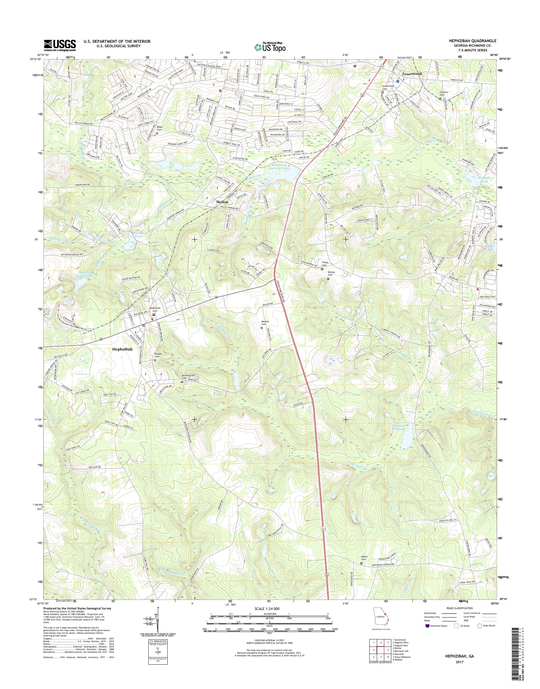 MyTopo Hephzibah, USGS Quad Topo Map
