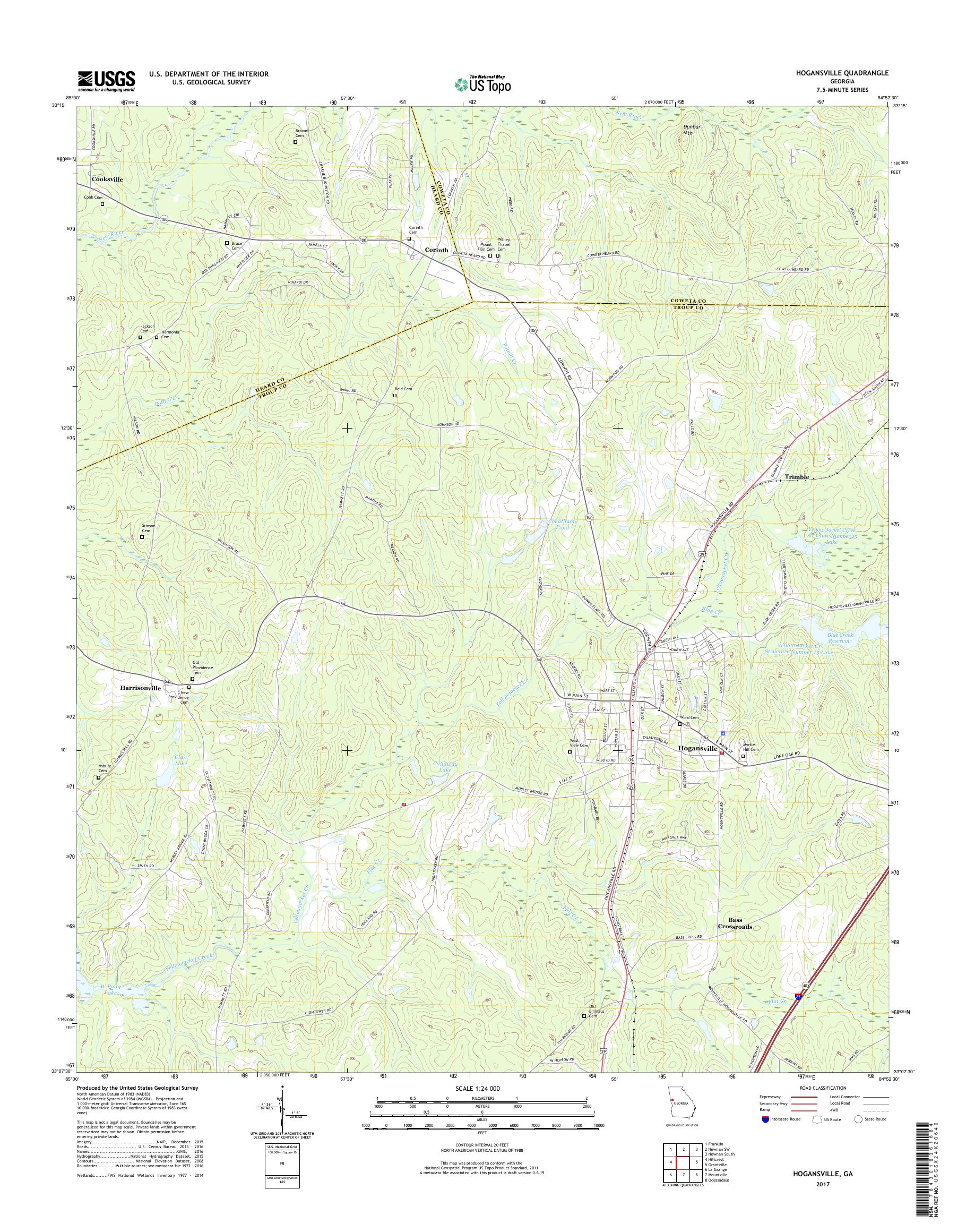 MyTopo Hogansville, USGS Quad Topo Map