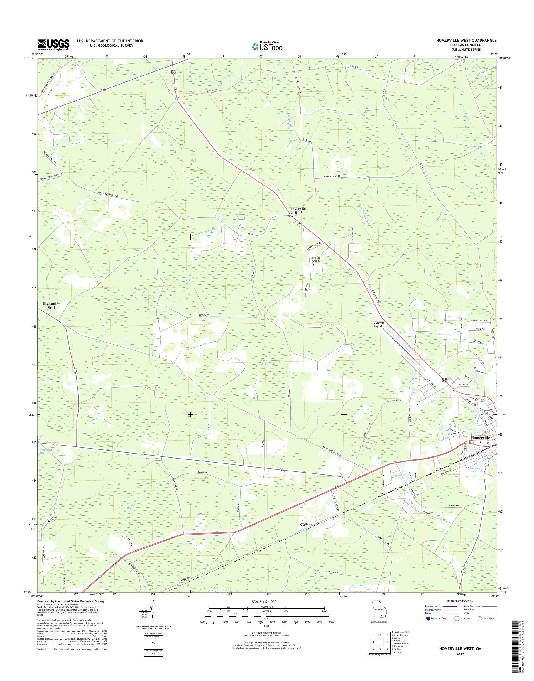 MyTopo Homerville West, USGS Quad Topo Map