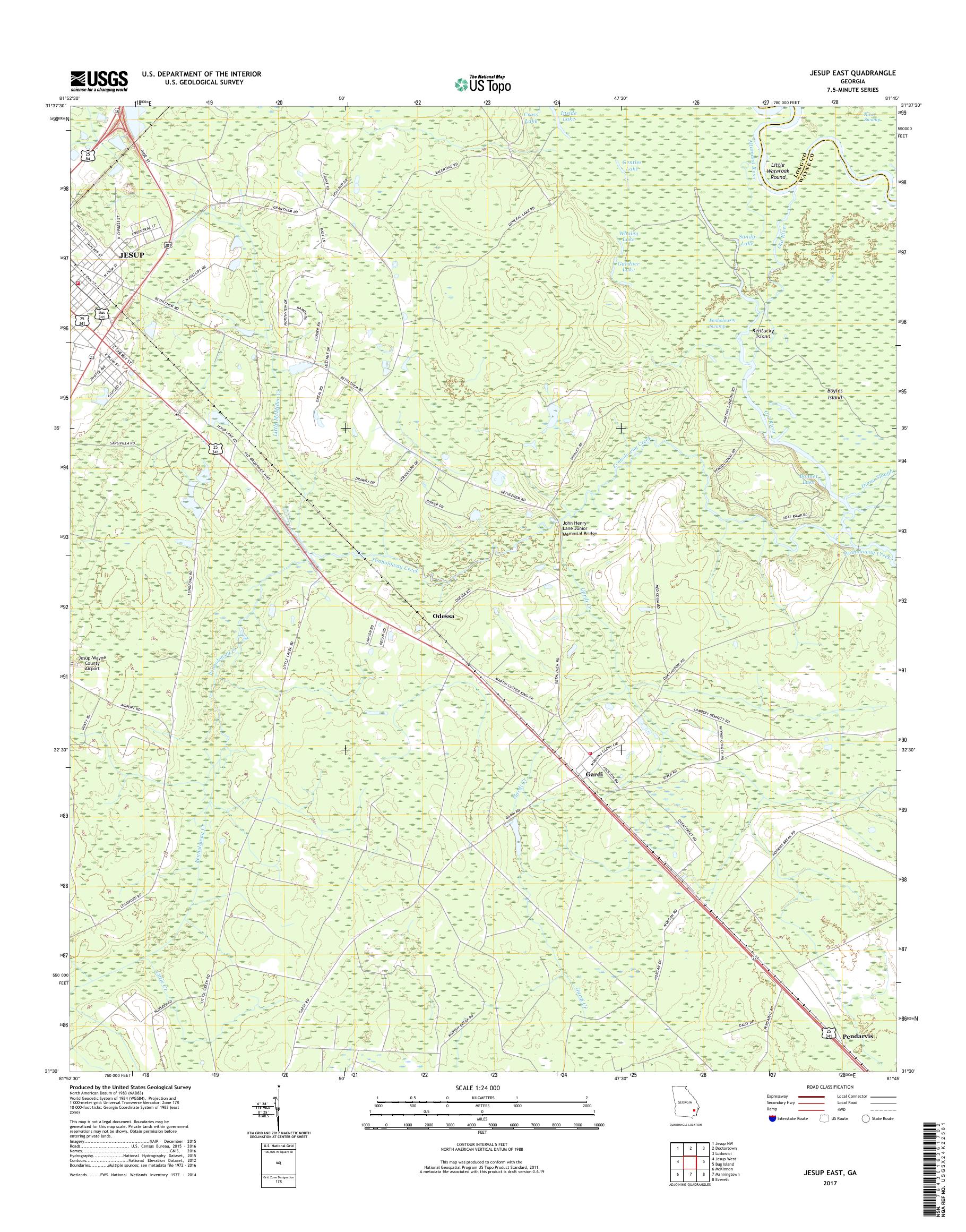 MyTopo Jesup East, USGS Quad Topo Map