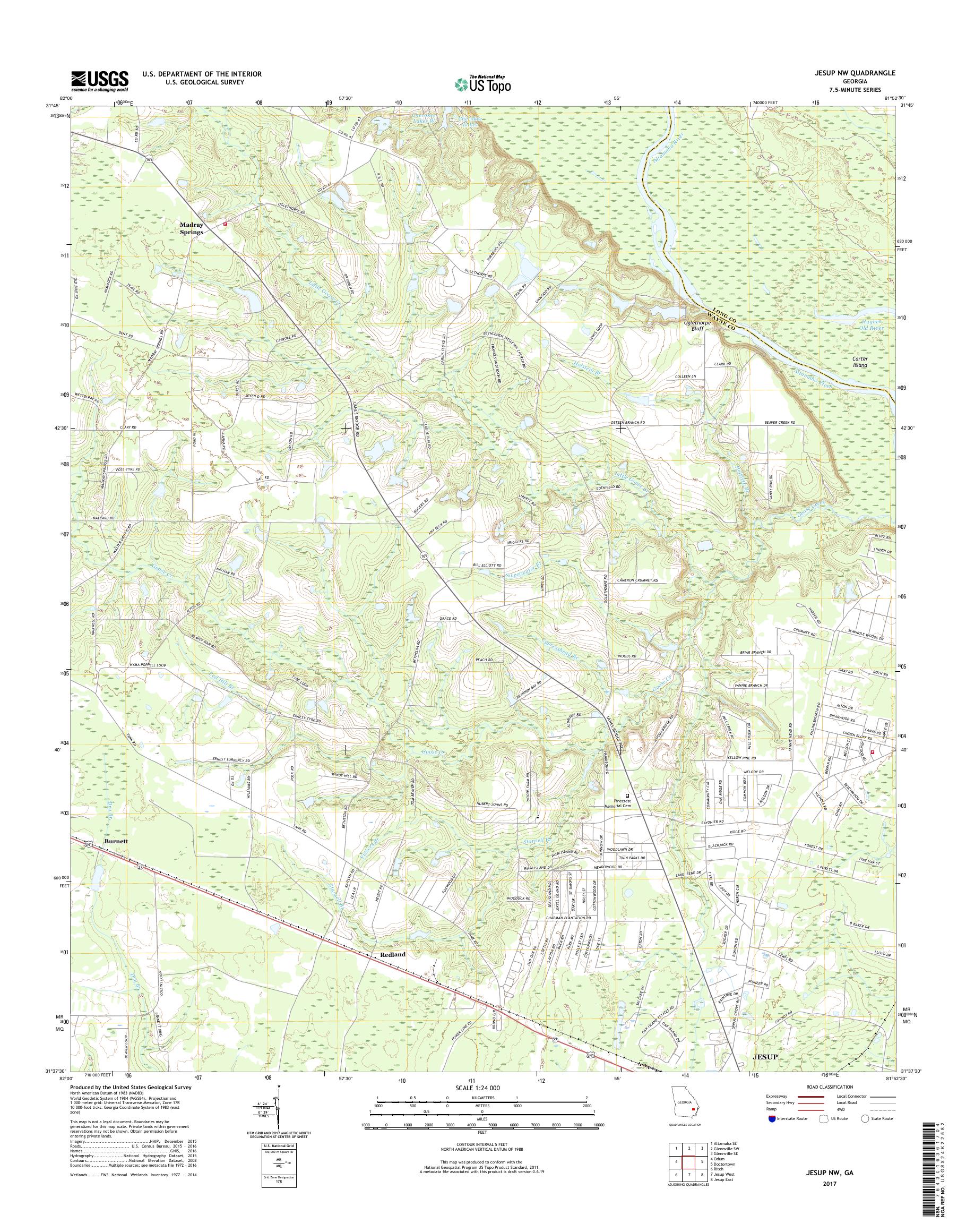 MyTopo Jesup NW, USGS Quad Topo Map