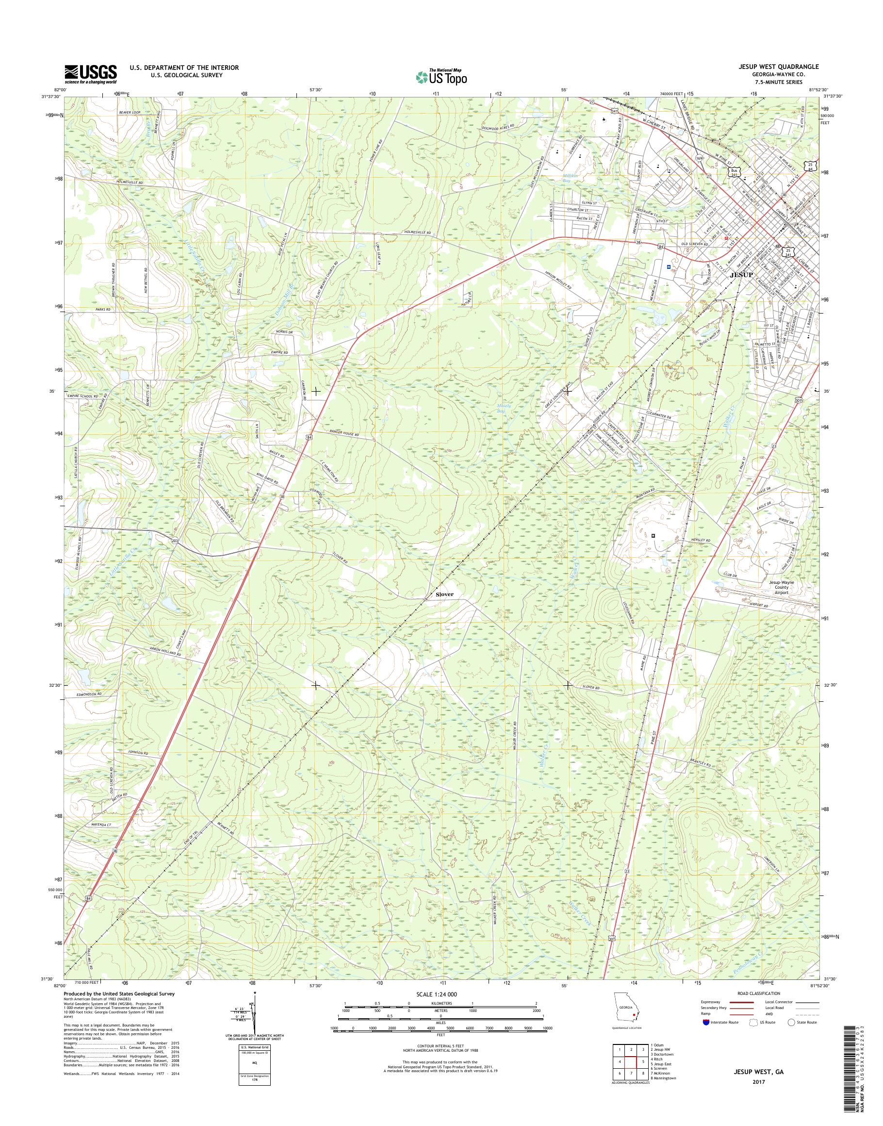 MyTopo Jesup West, USGS Quad Topo Map