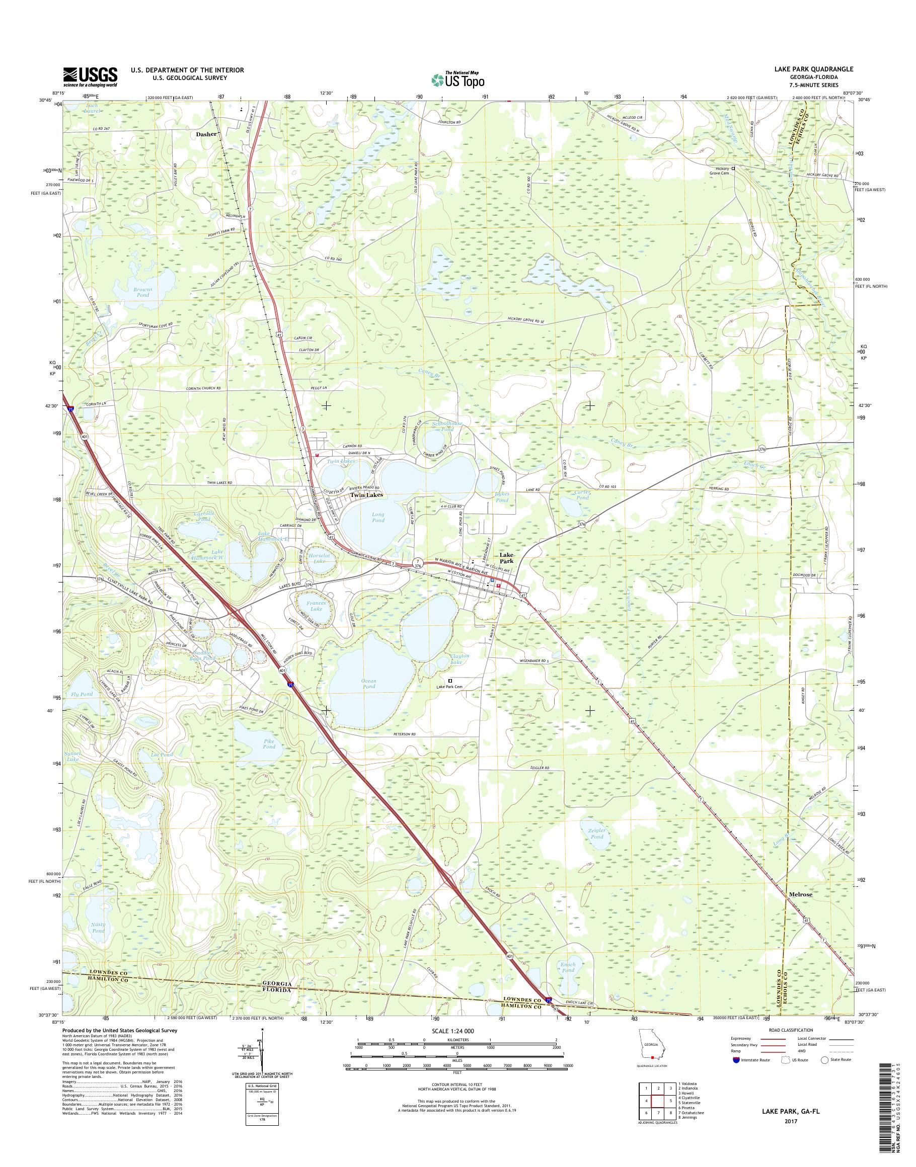MyTopo Lake Park, USGS Quad Topo Map