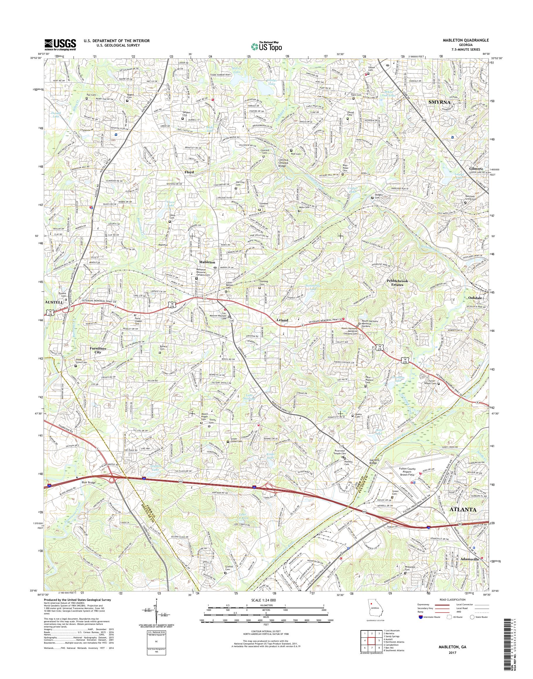 MyTopo Mableton, USGS Quad Topo Map