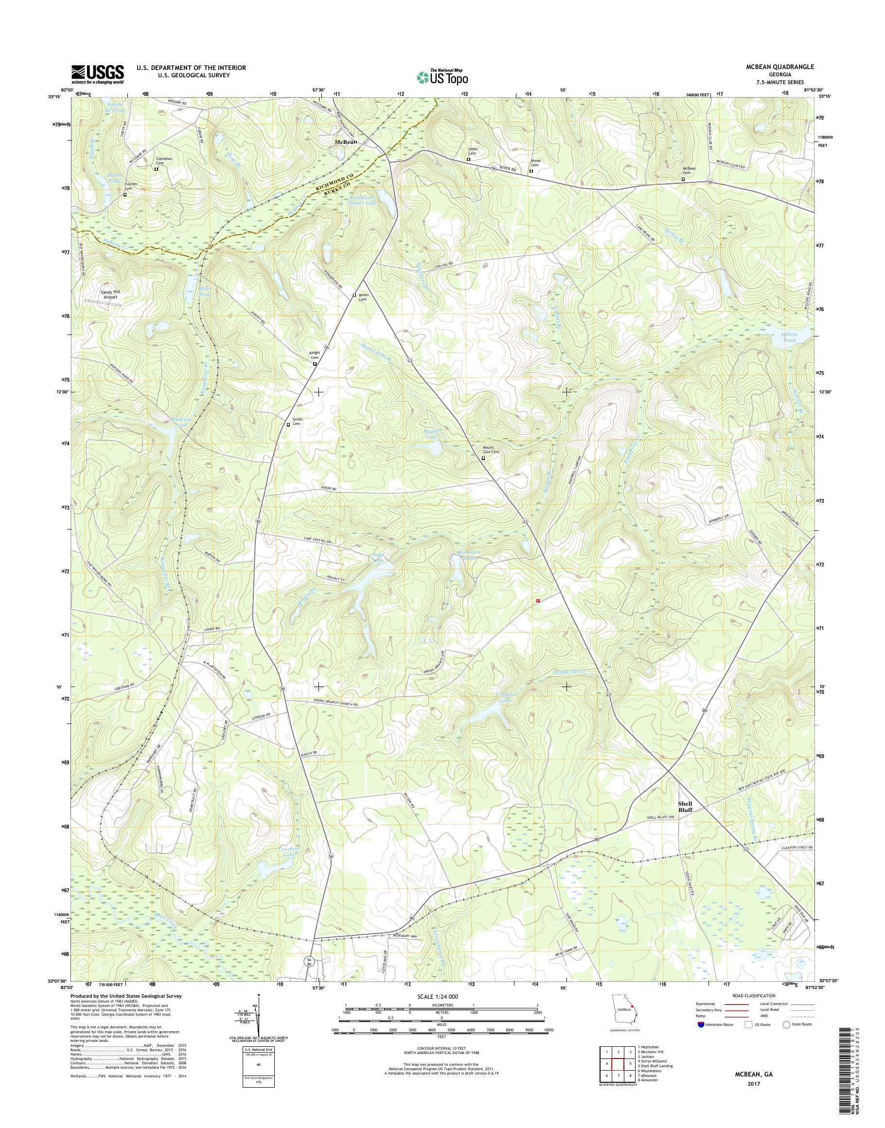 MyTopo McBean, USGS Quad Topo Map