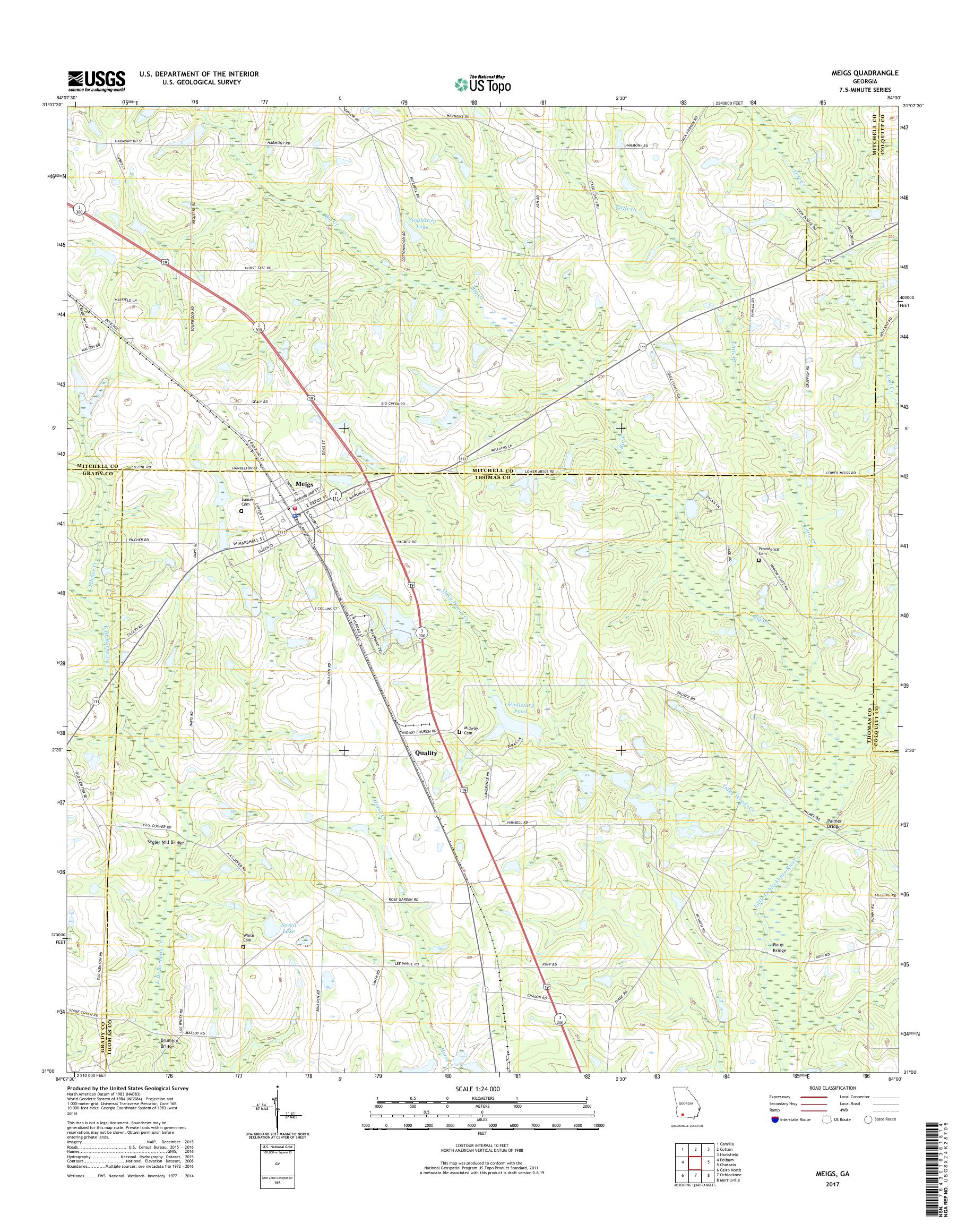 MyTopo Meigs, USGS Quad Topo Map