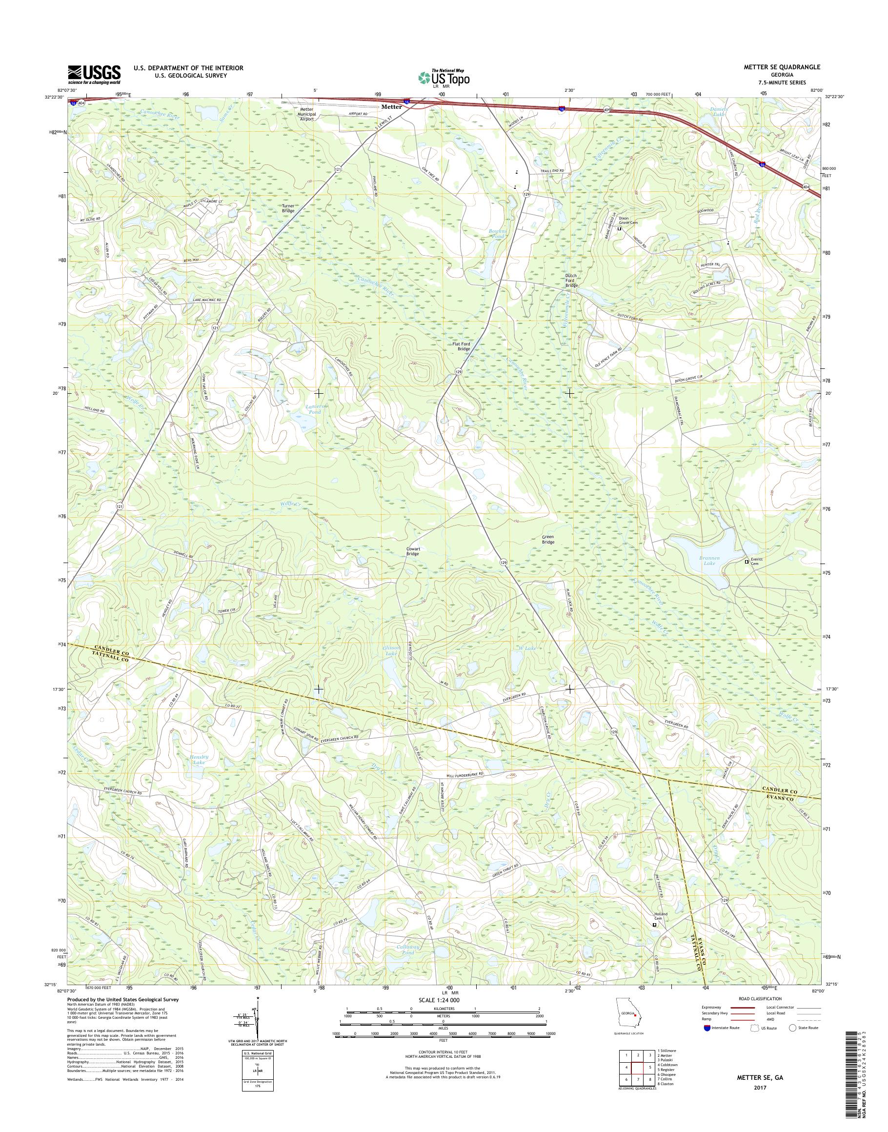 MyTopo Metter SE, USGS Quad Topo Map