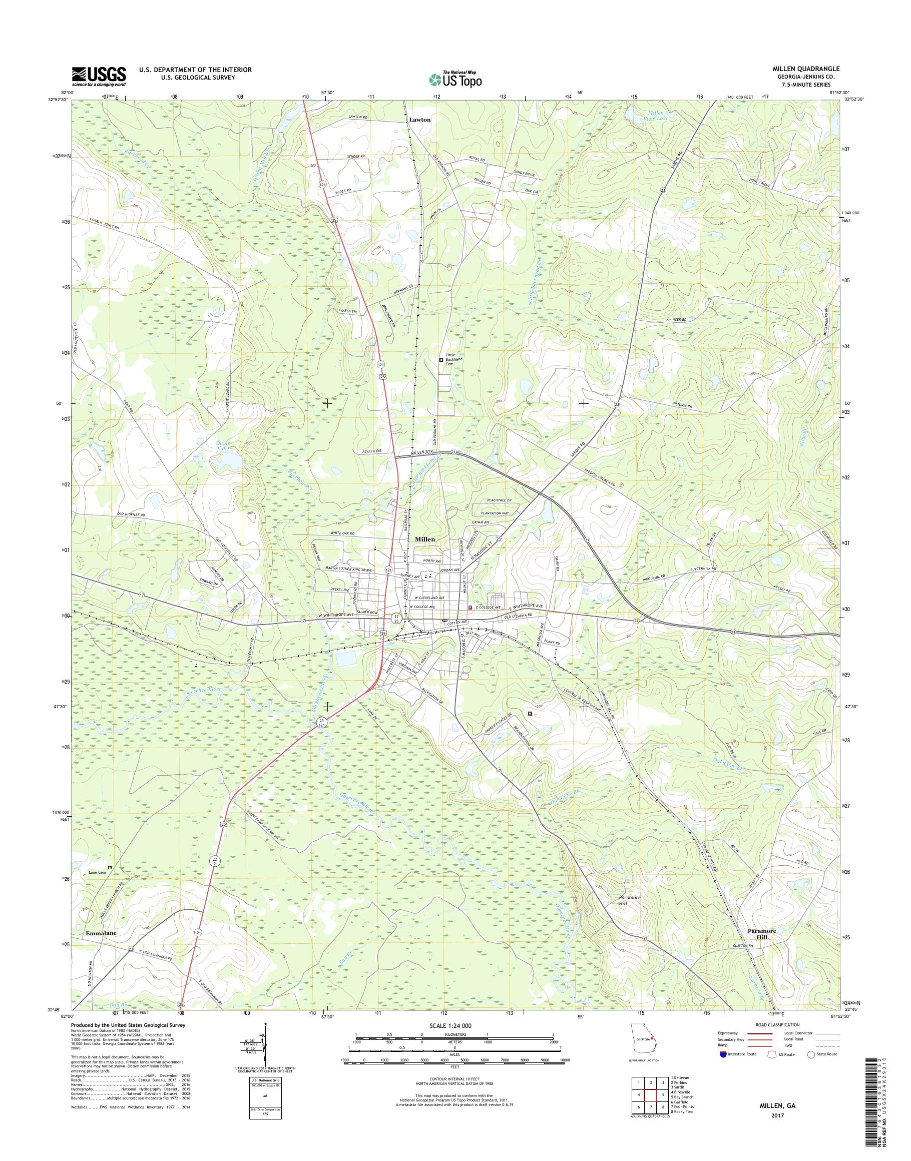 MyTopo Millen, USGS Quad Topo Map
