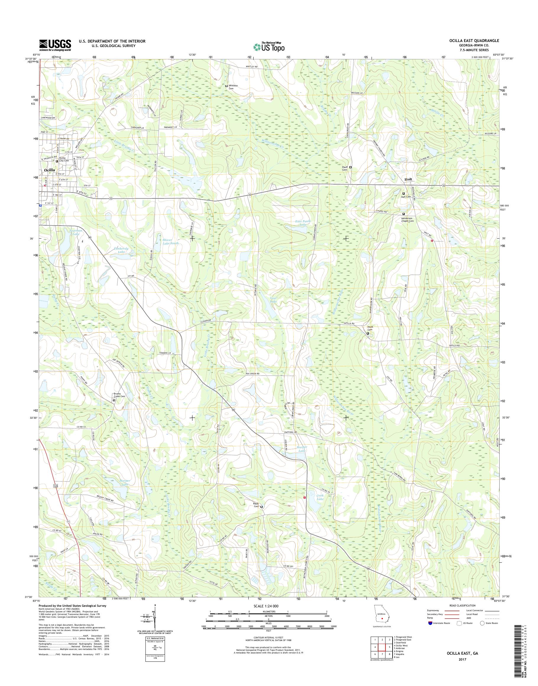 MyTopo Ocilla East, USGS Quad Topo Map
