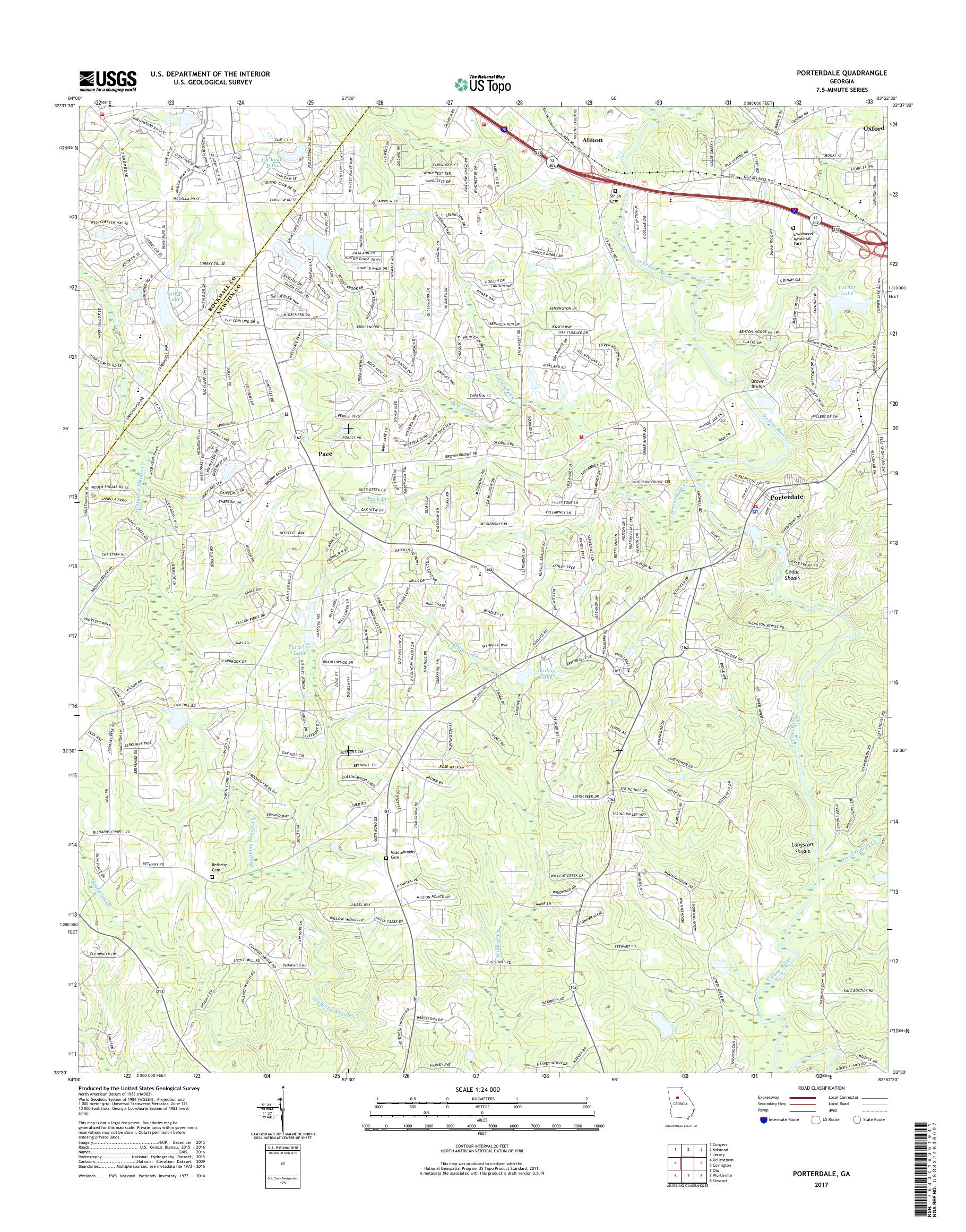 MyTopo Porterdale, USGS Quad Topo Map