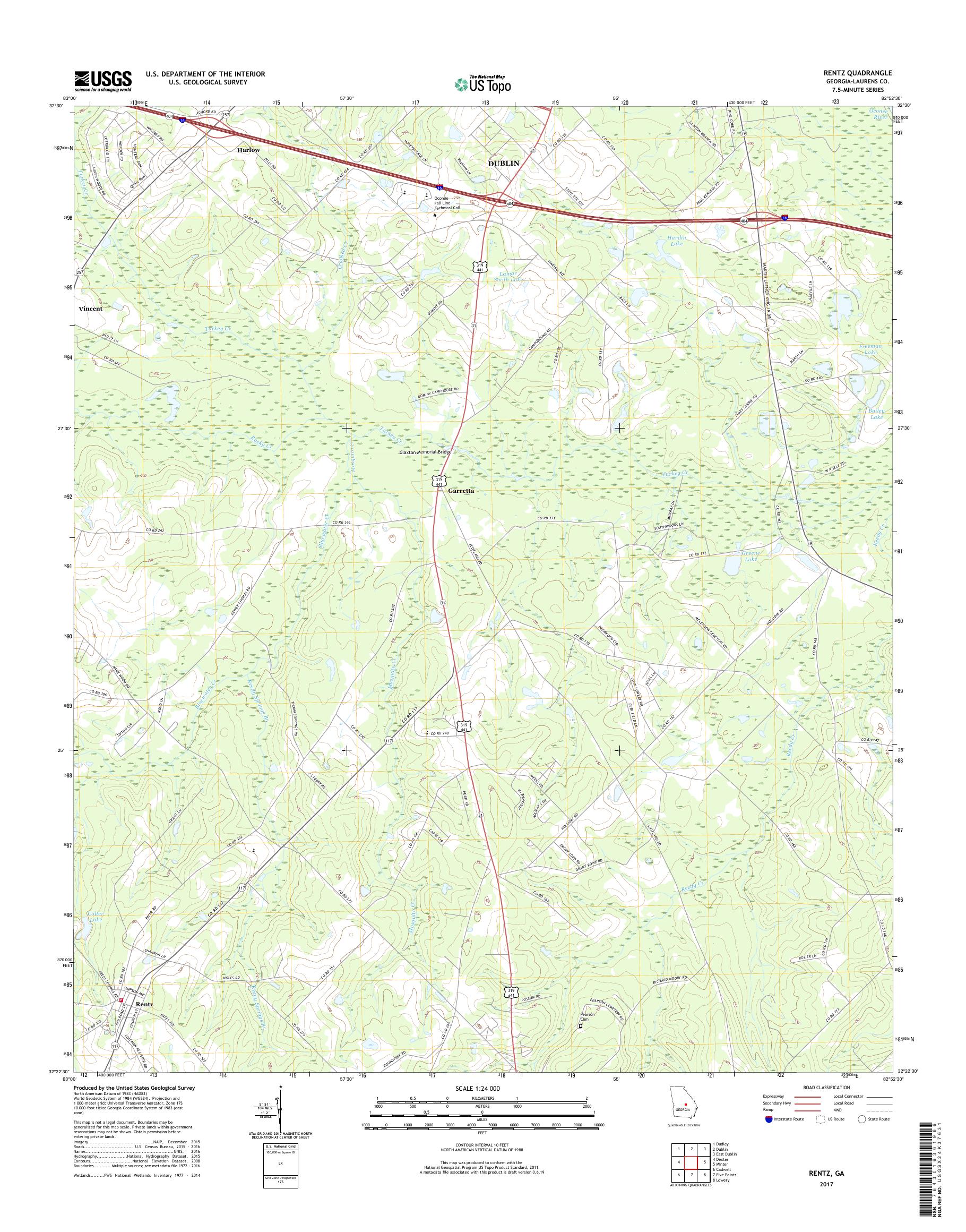 MyTopo Rentz, USGS Quad Topo Map
