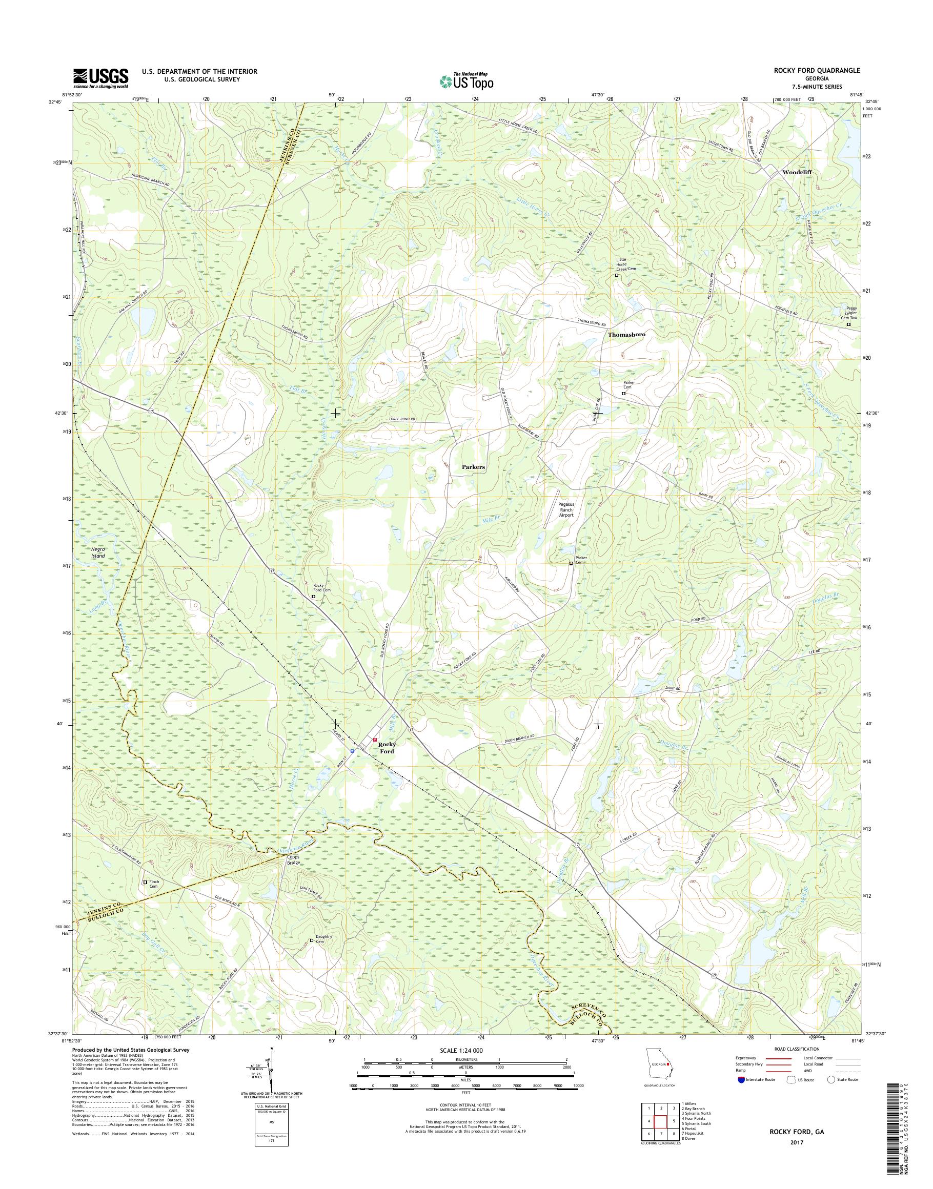MyTopo Rocky Ford, USGS Quad Topo Map