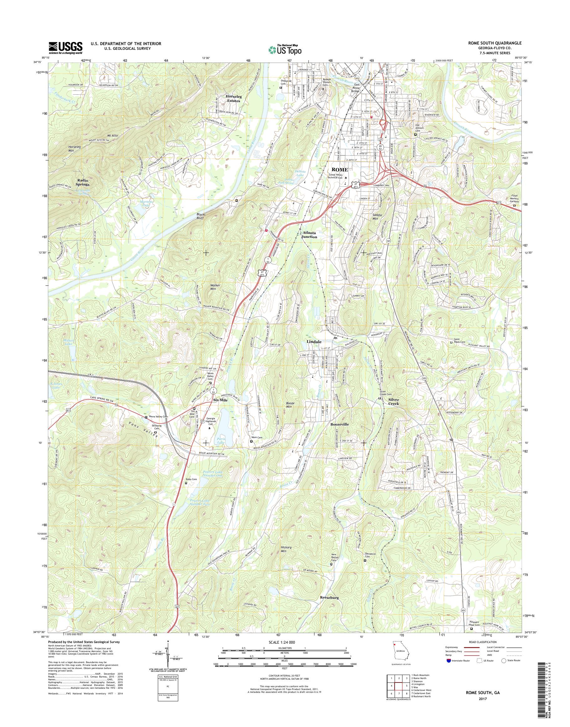 MyTopo Rome South, USGS Quad Topo Map