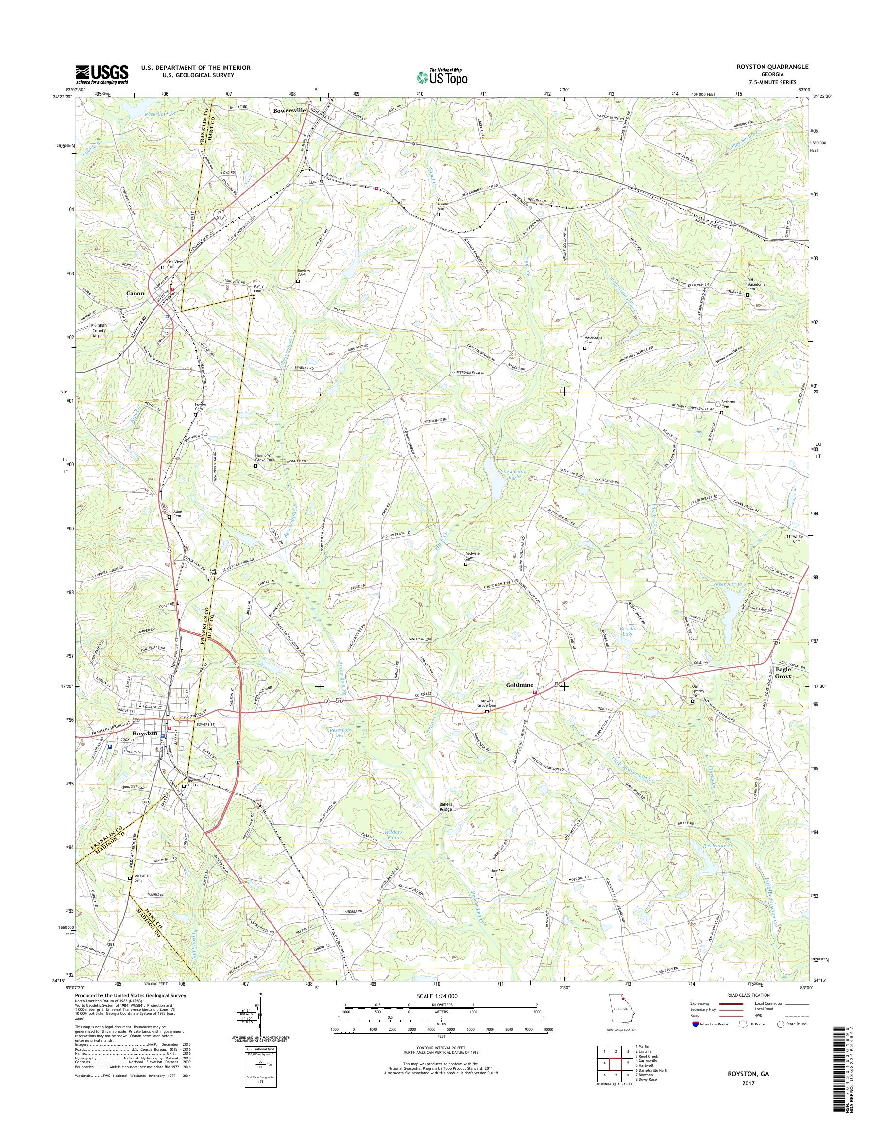 MyTopo Royston, USGS Quad Topo Map