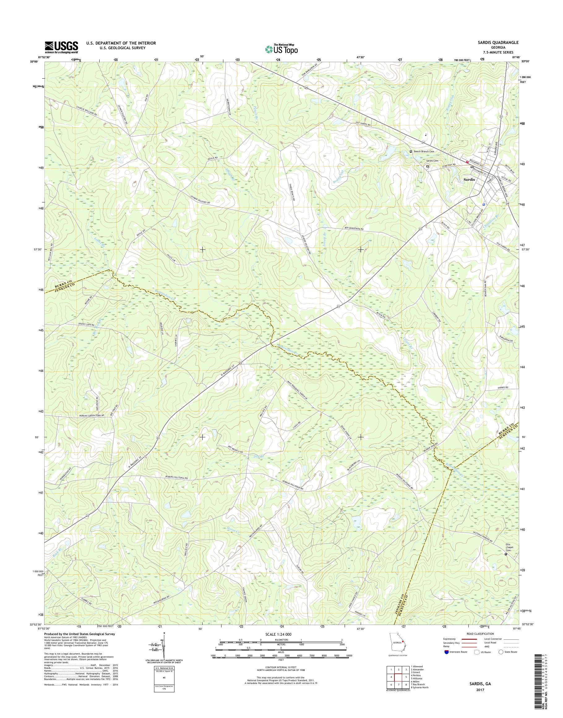 MyTopo Sardis, USGS Quad Topo Map