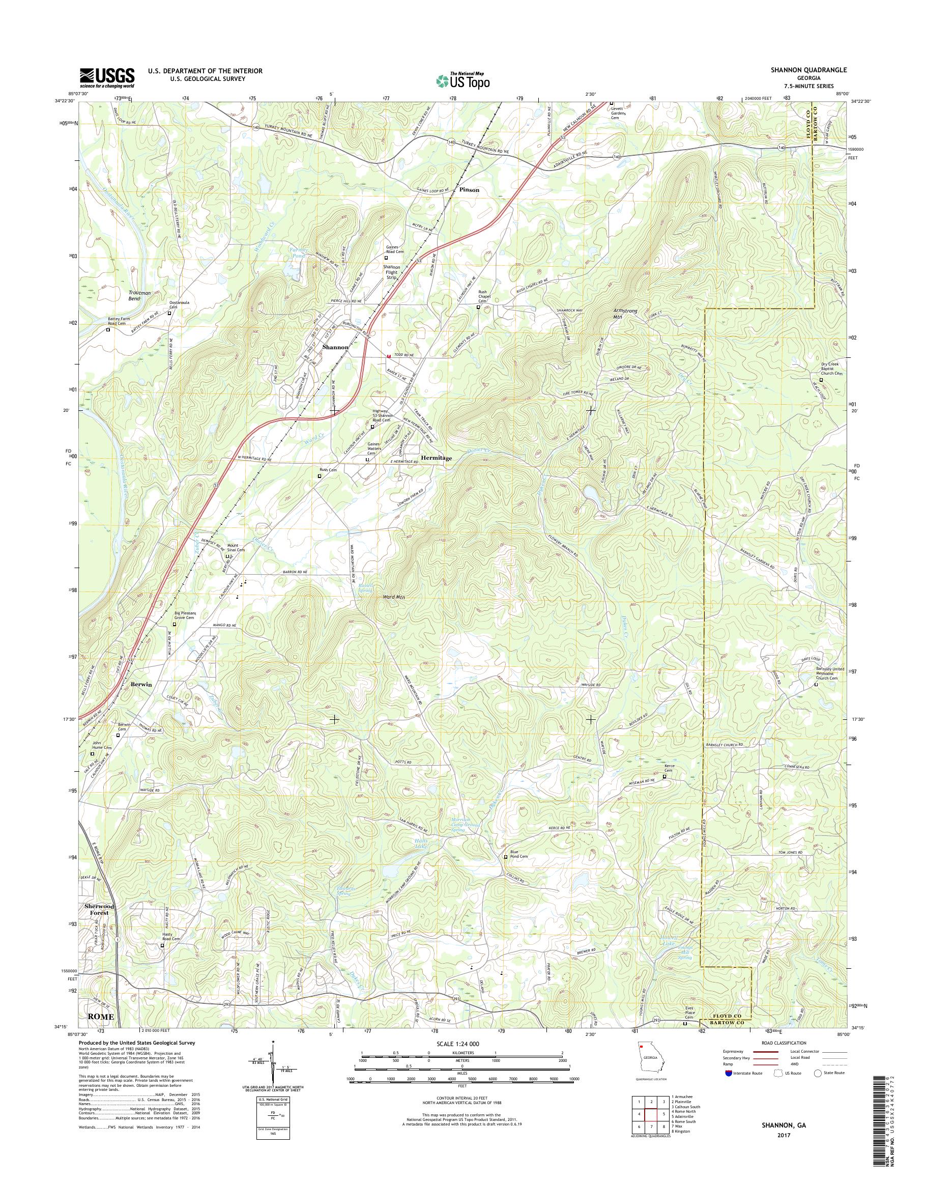 MyTopo Shannon, USGS Quad Topo Map