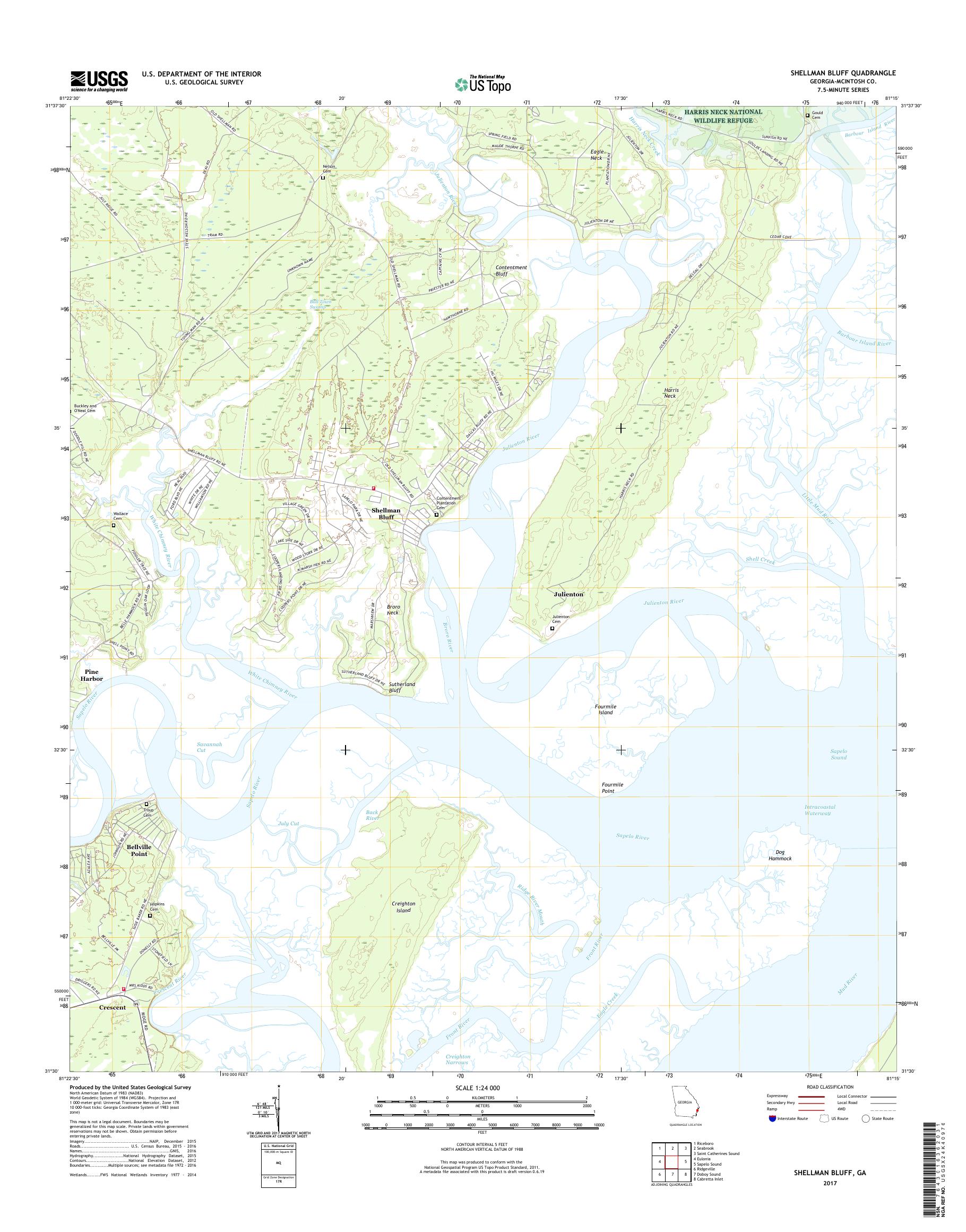 MyTopo Shellman Bluff, USGS Quad Topo Map