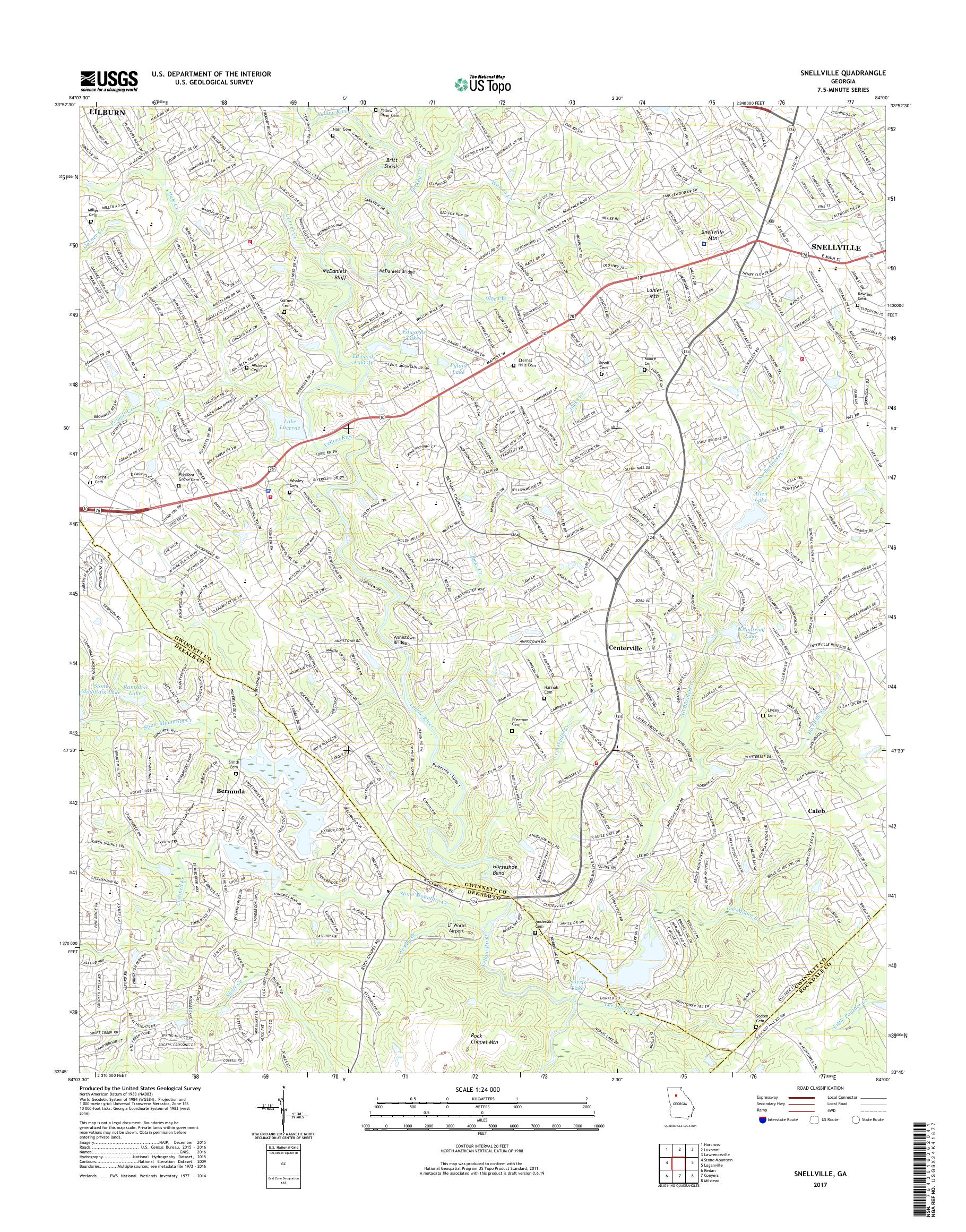 MyTopo Snellville, USGS Quad Topo Map