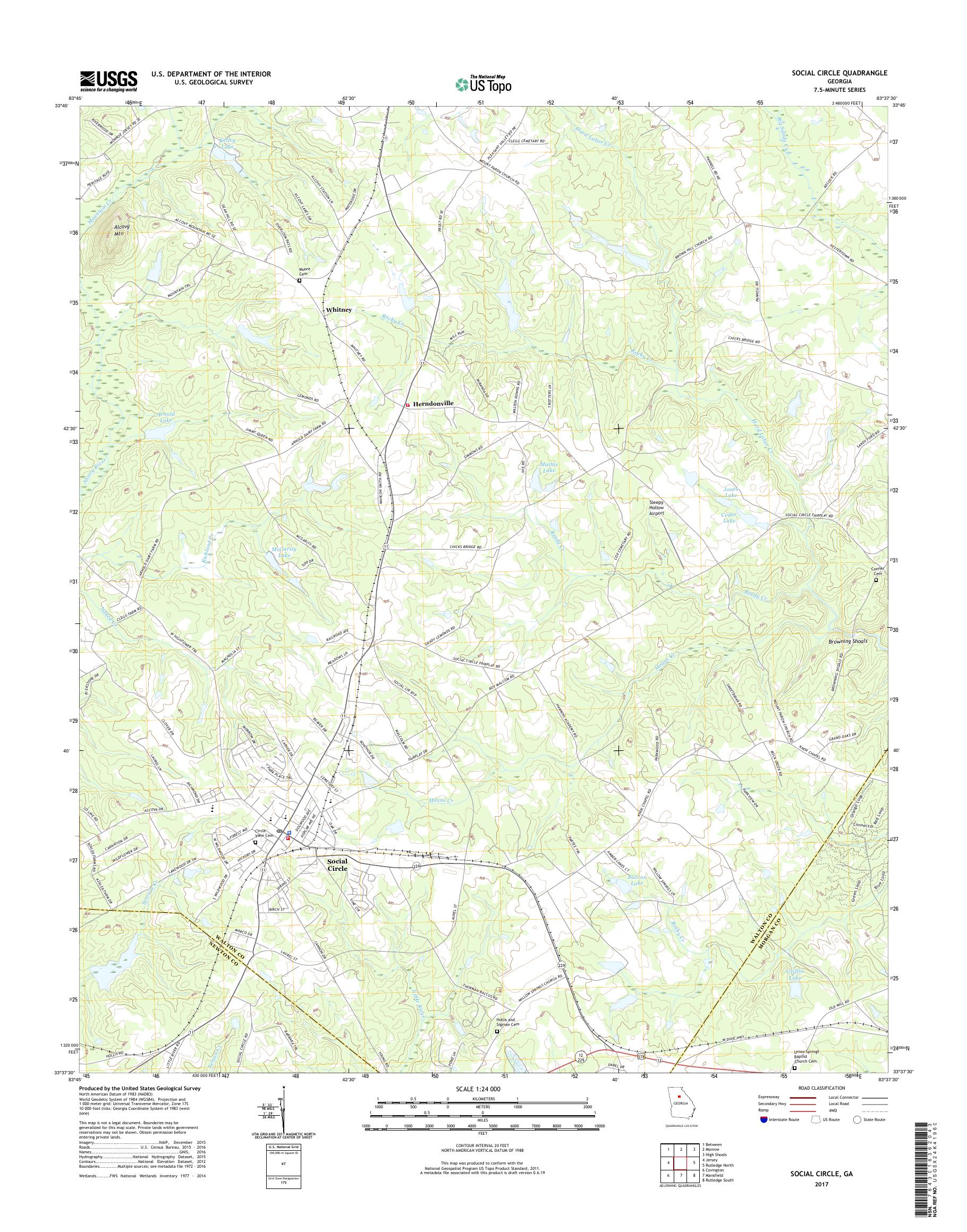 MyTopo Social Circle, USGS Quad Topo Map