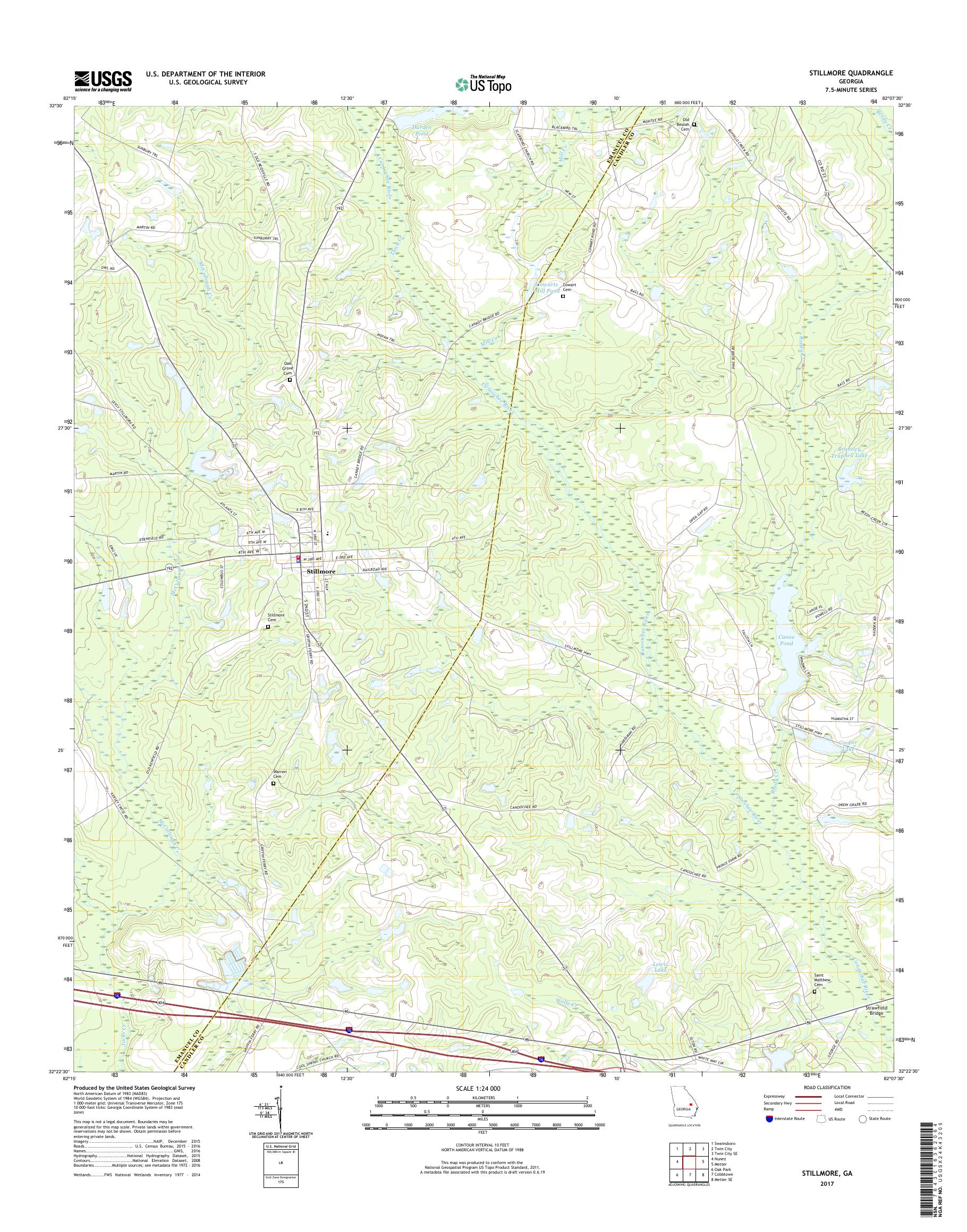 MyTopo Stillmore, USGS Quad Topo Map