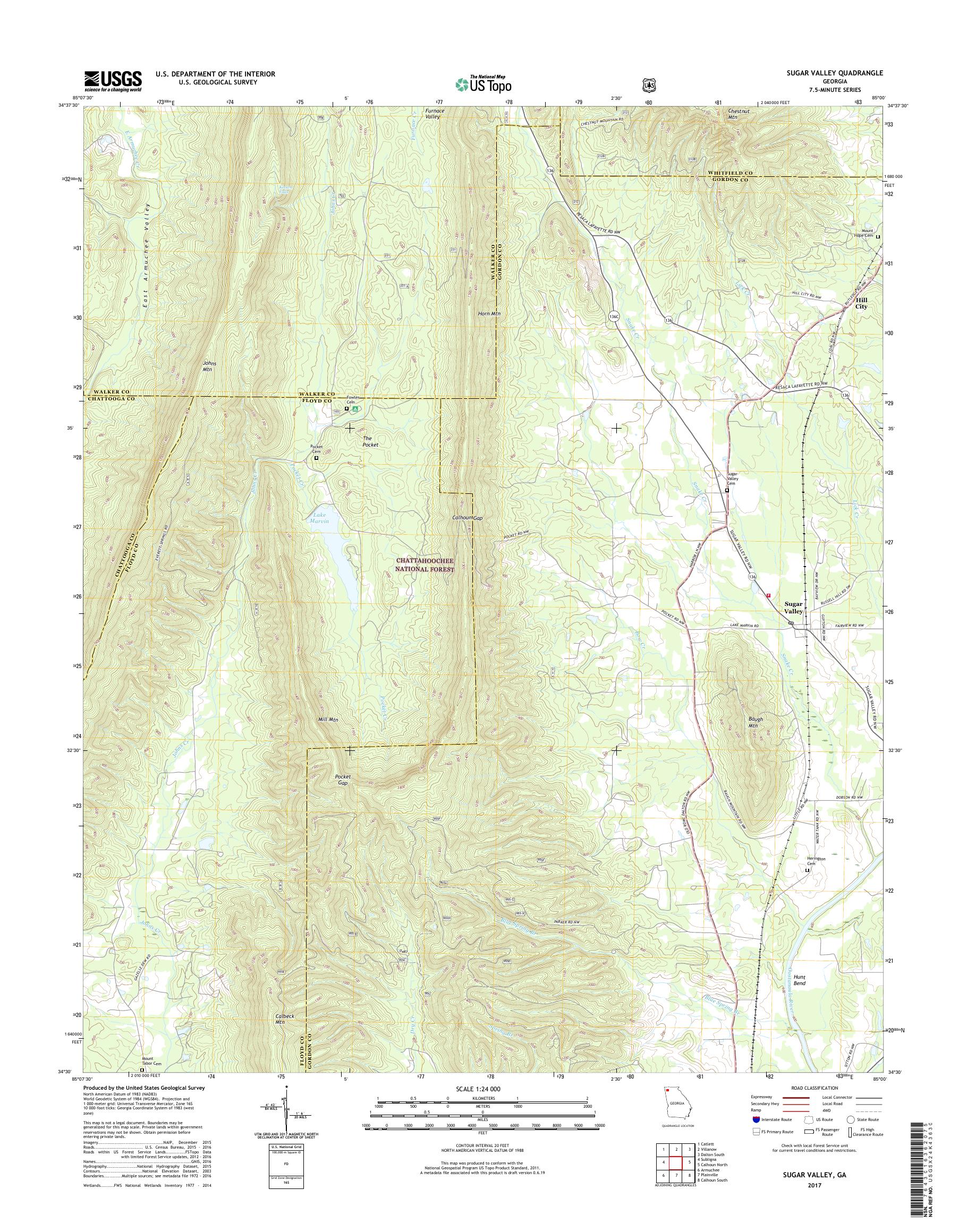 MyTopo Sugar Valley, USGS Quad Topo Map