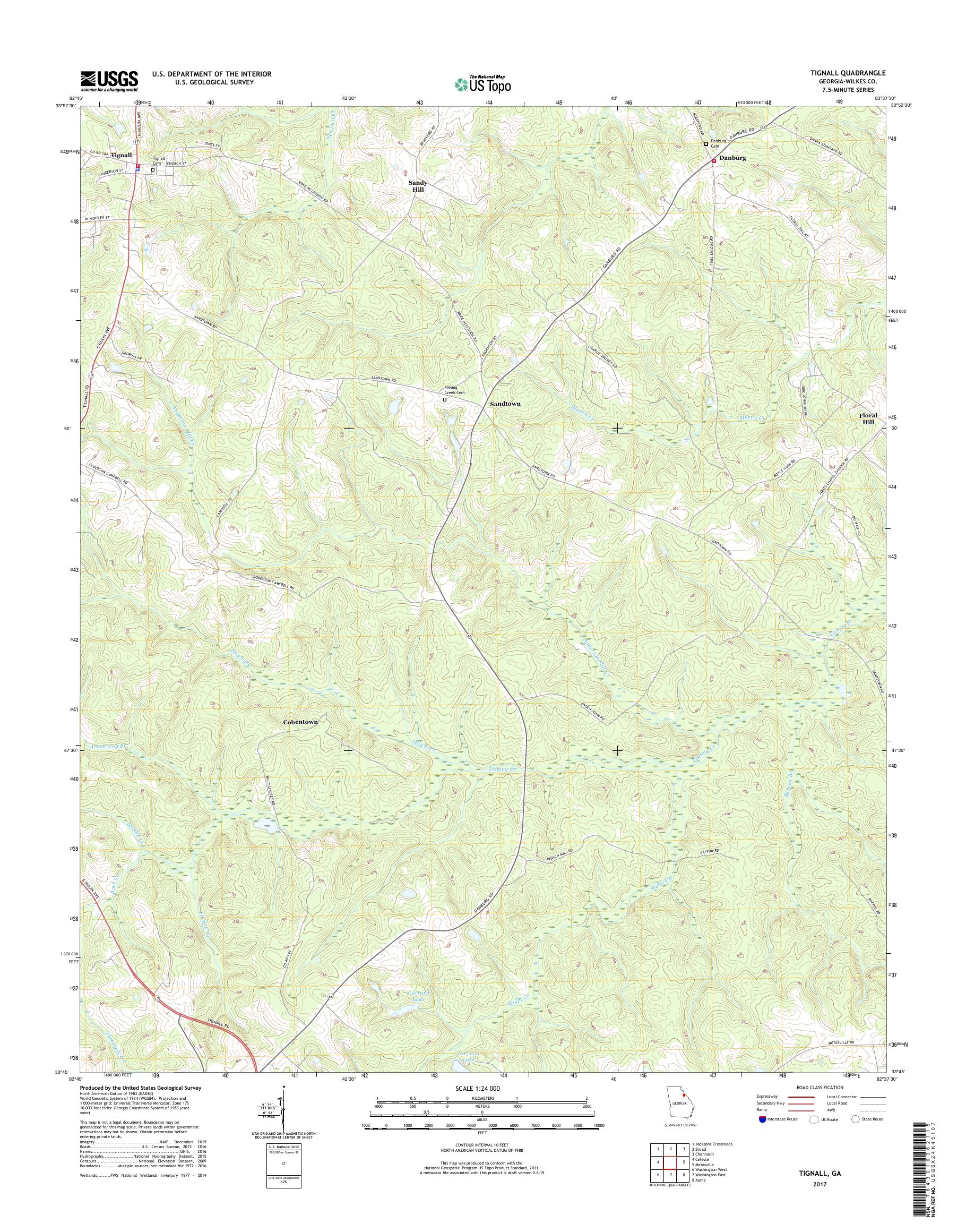 MyTopo Tignall, USGS Quad Topo Map