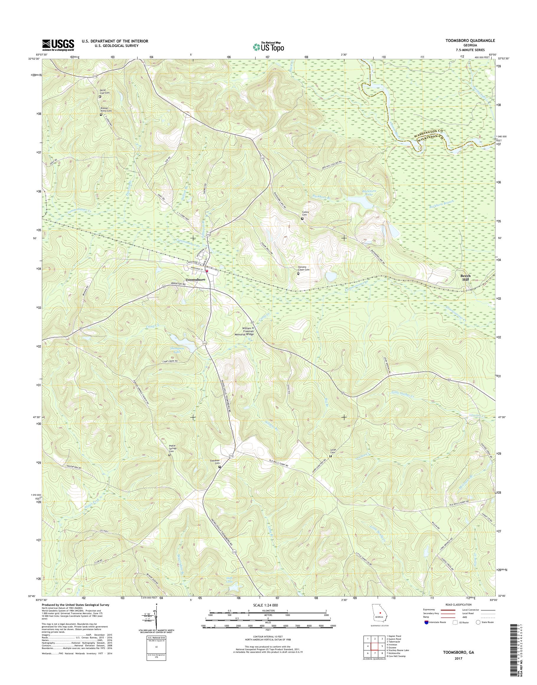 MyTopo Toomsboro, USGS Quad Topo Map