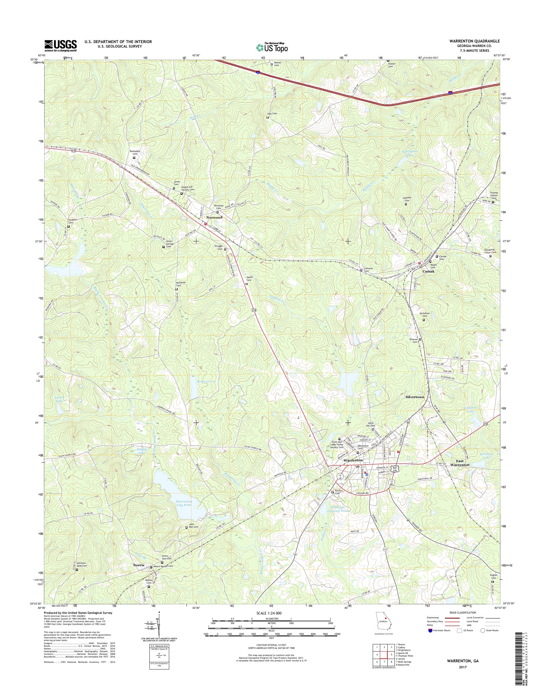 MyTopo Warrenton, USGS Quad Topo Map