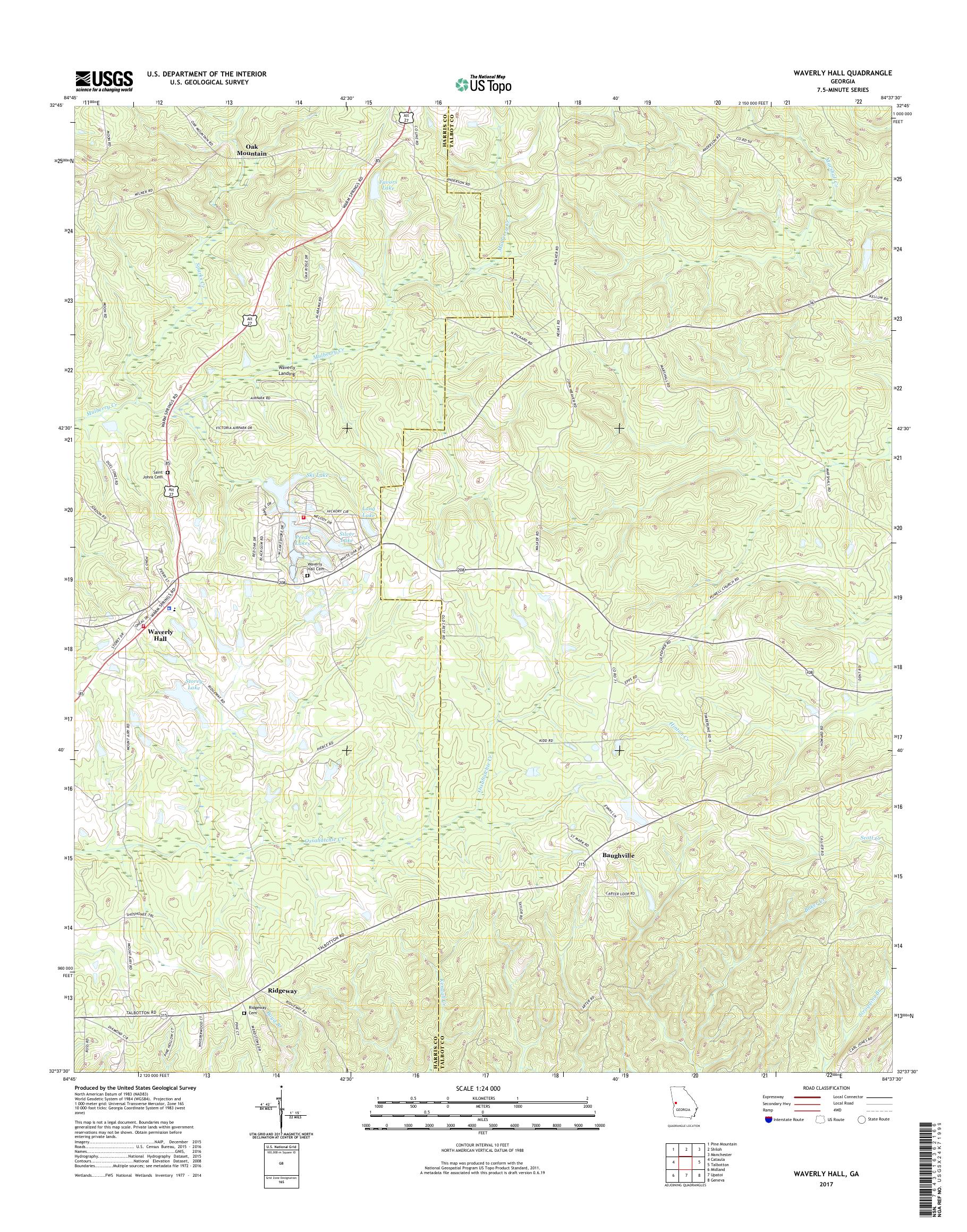 MyTopo Waverly Hall, USGS Quad Topo Map