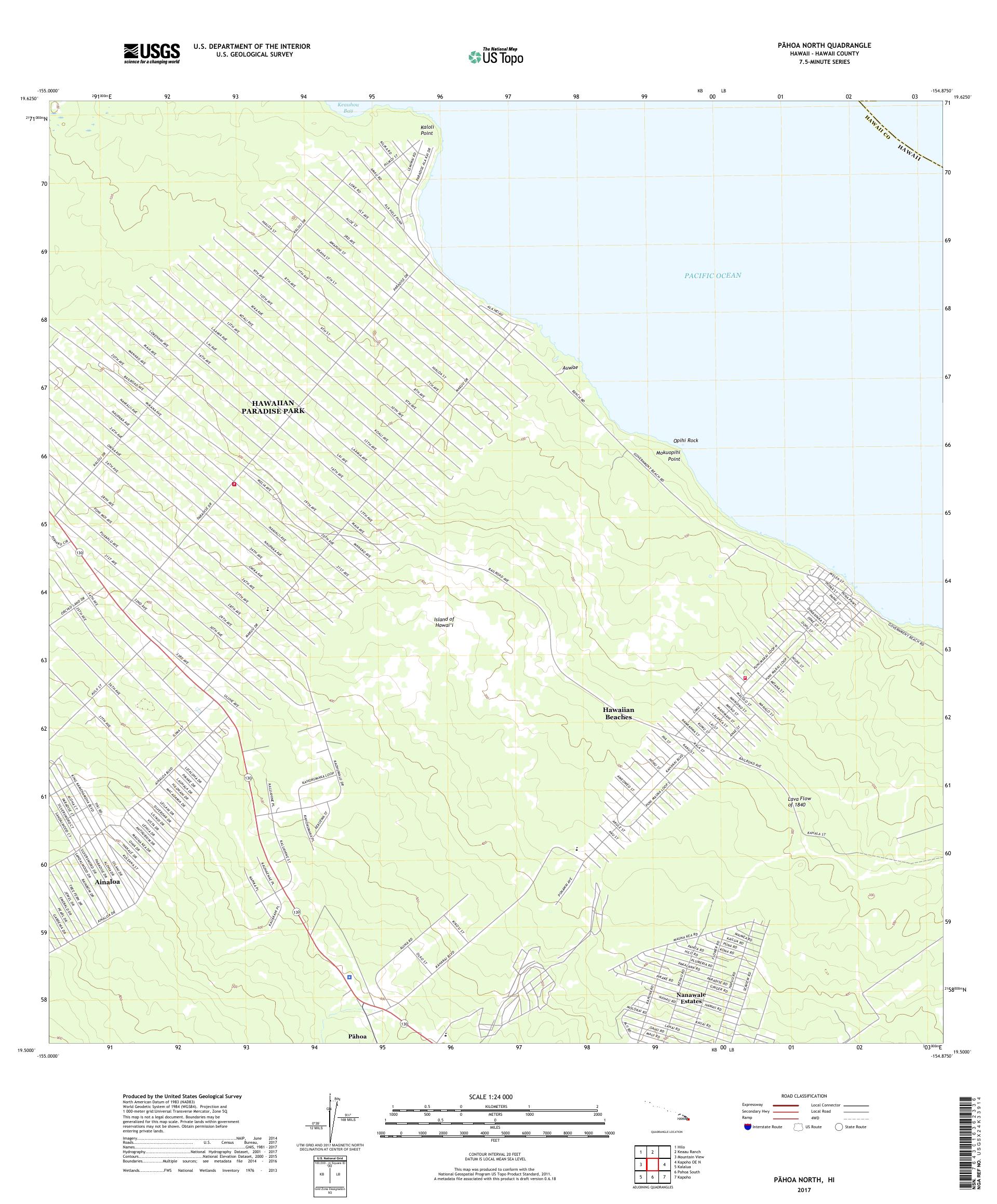 MyTopo Pahoa North, Hawaii USGS Quad Topo Map