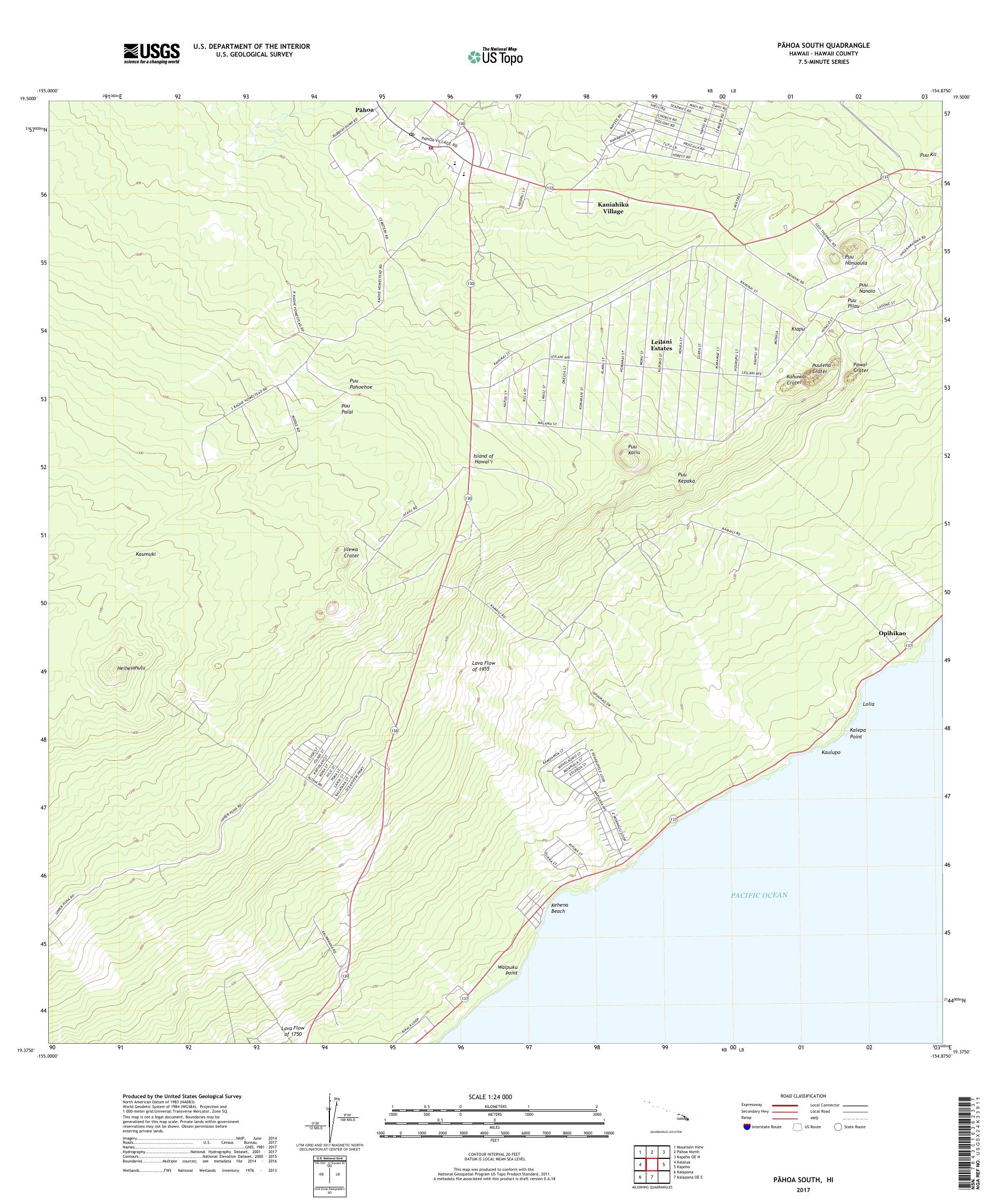 MyTopo Pahoa South, Hawaii USGS Quad Topo Map