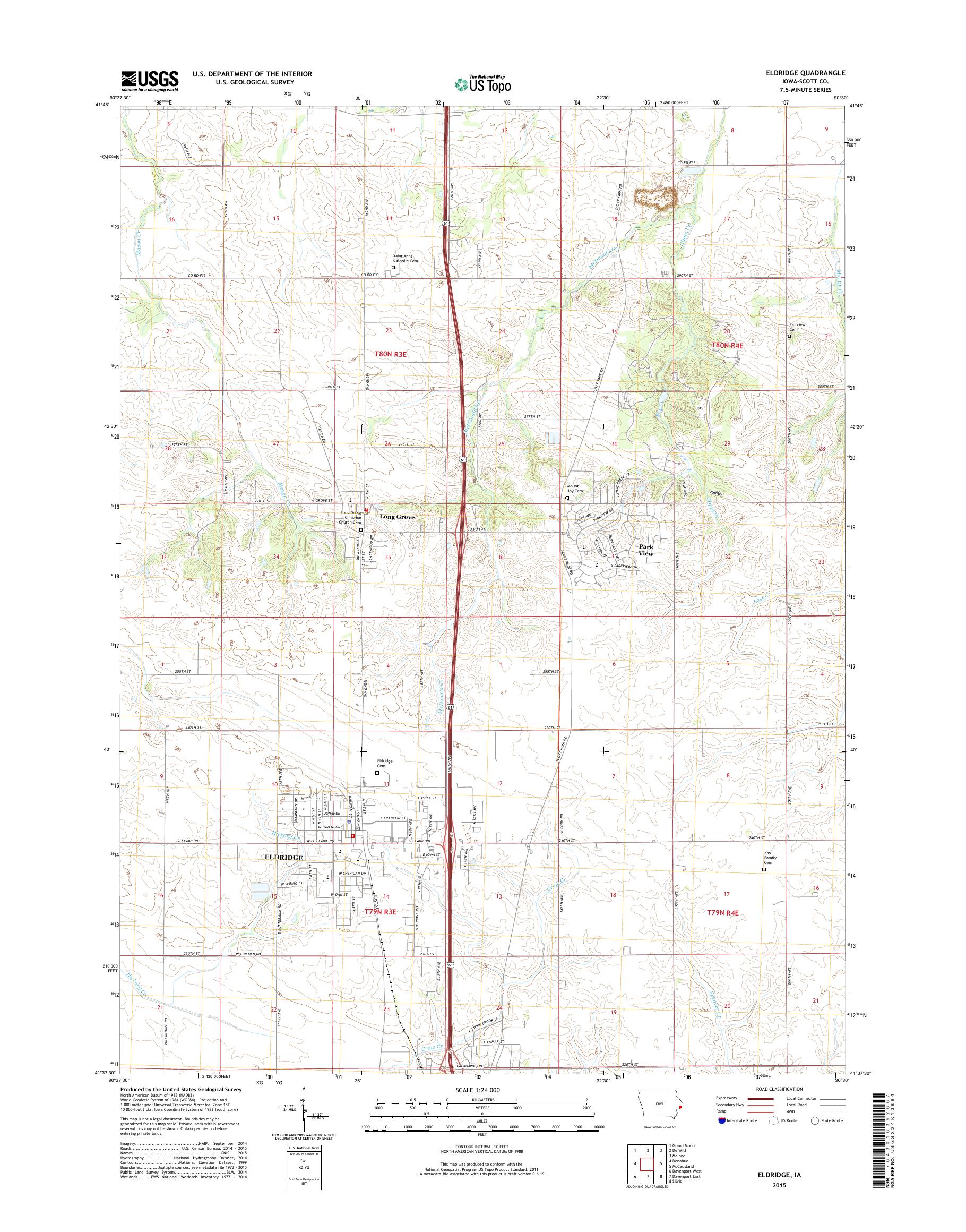 MyTopo Eldridge, Iowa USGS Quad Topo Map