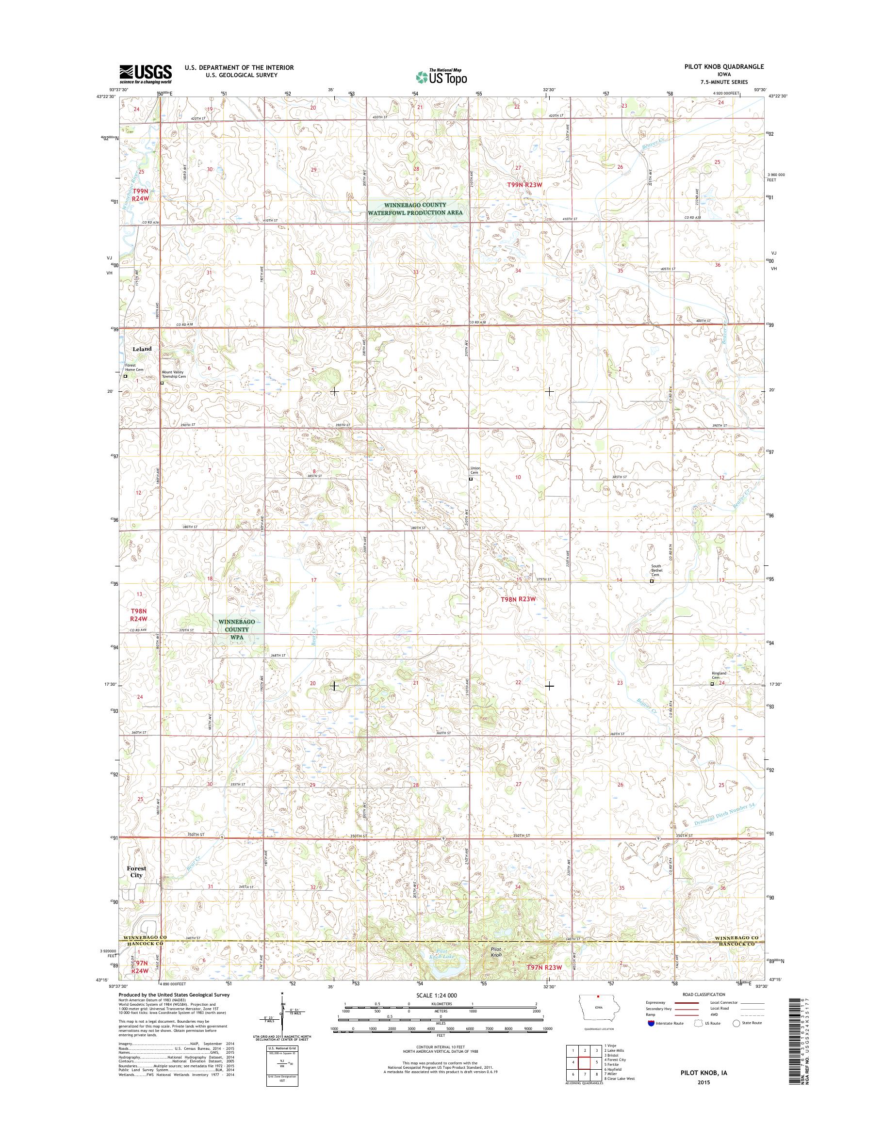 MyTopo Pilot Knob, Iowa USGS Quad Topo Map