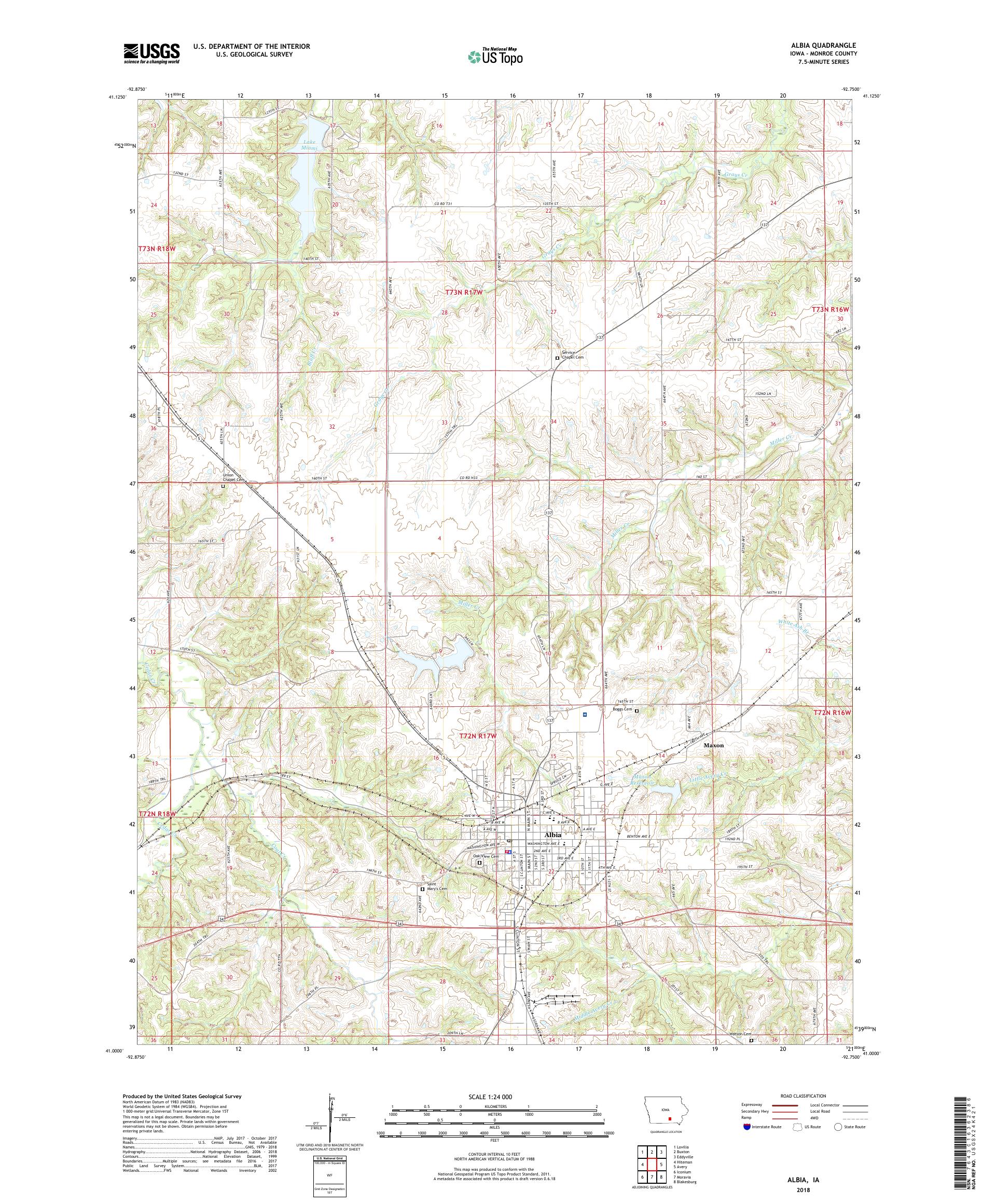 MyTopo Albia, Iowa USGS Quad Topo Map