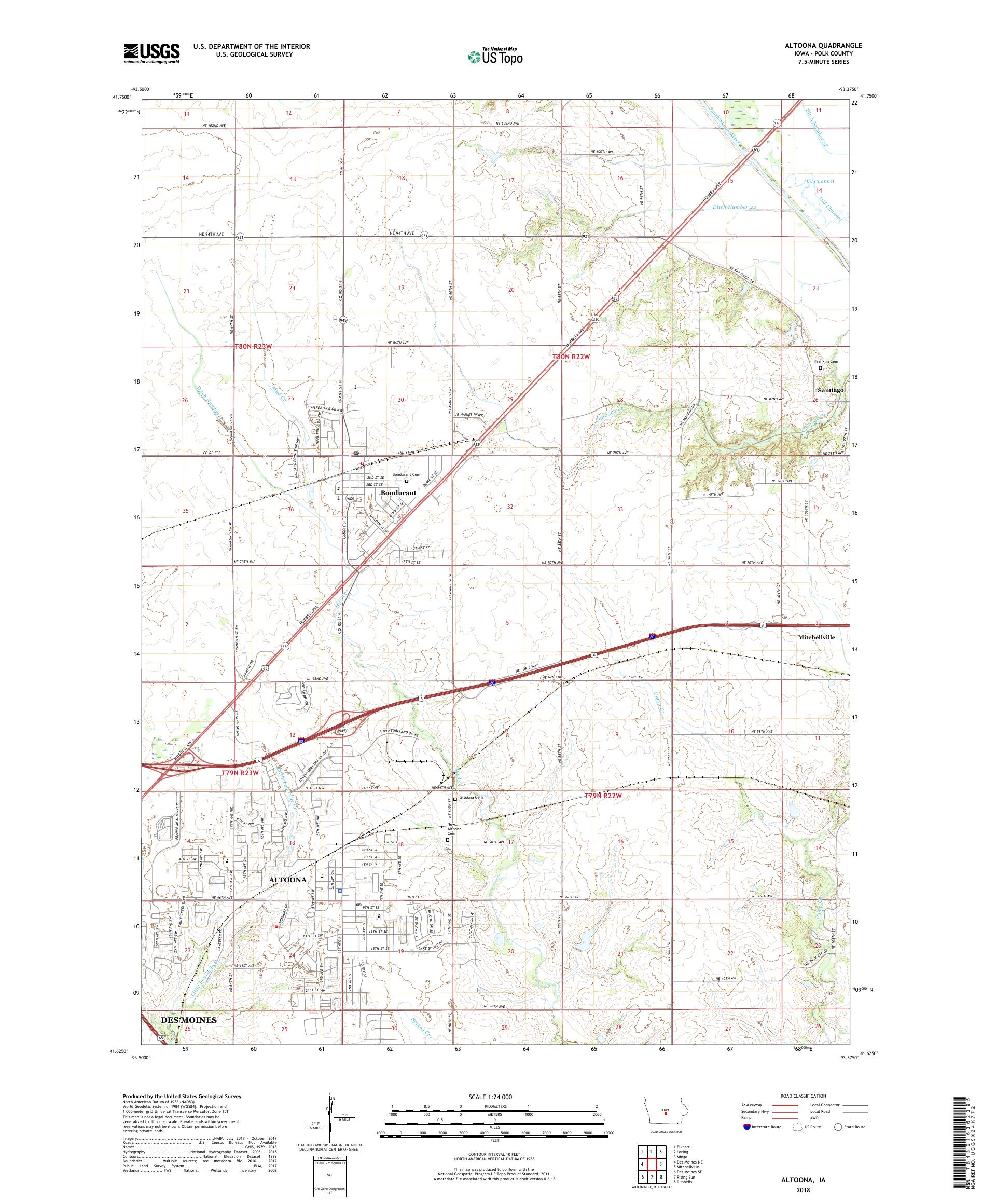 MyTopo Altoona, Iowa USGS Quad Topo Map
