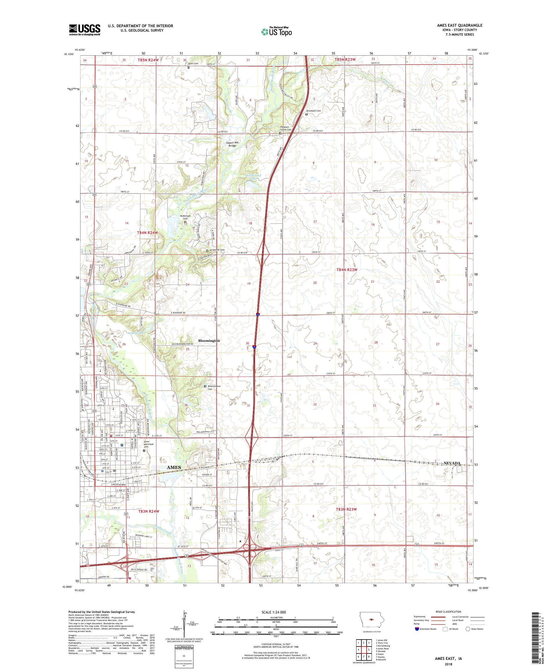 MyTopo Ames East, Iowa USGS Quad Topo Map