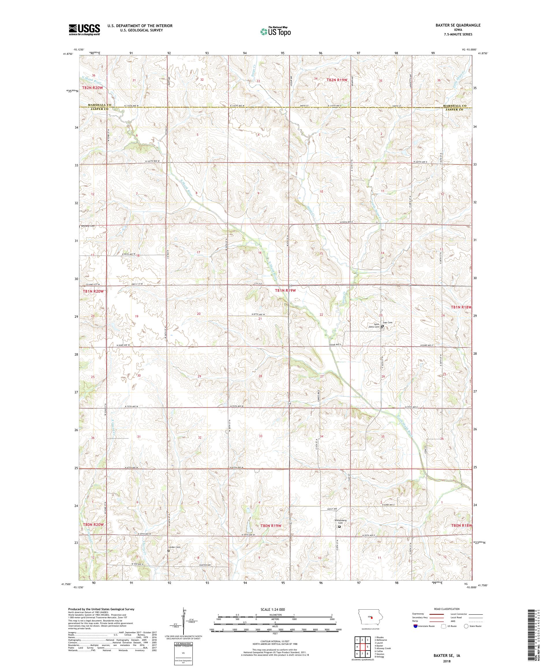 MyTopo Baxter SE, Iowa USGS Quad Topo Map