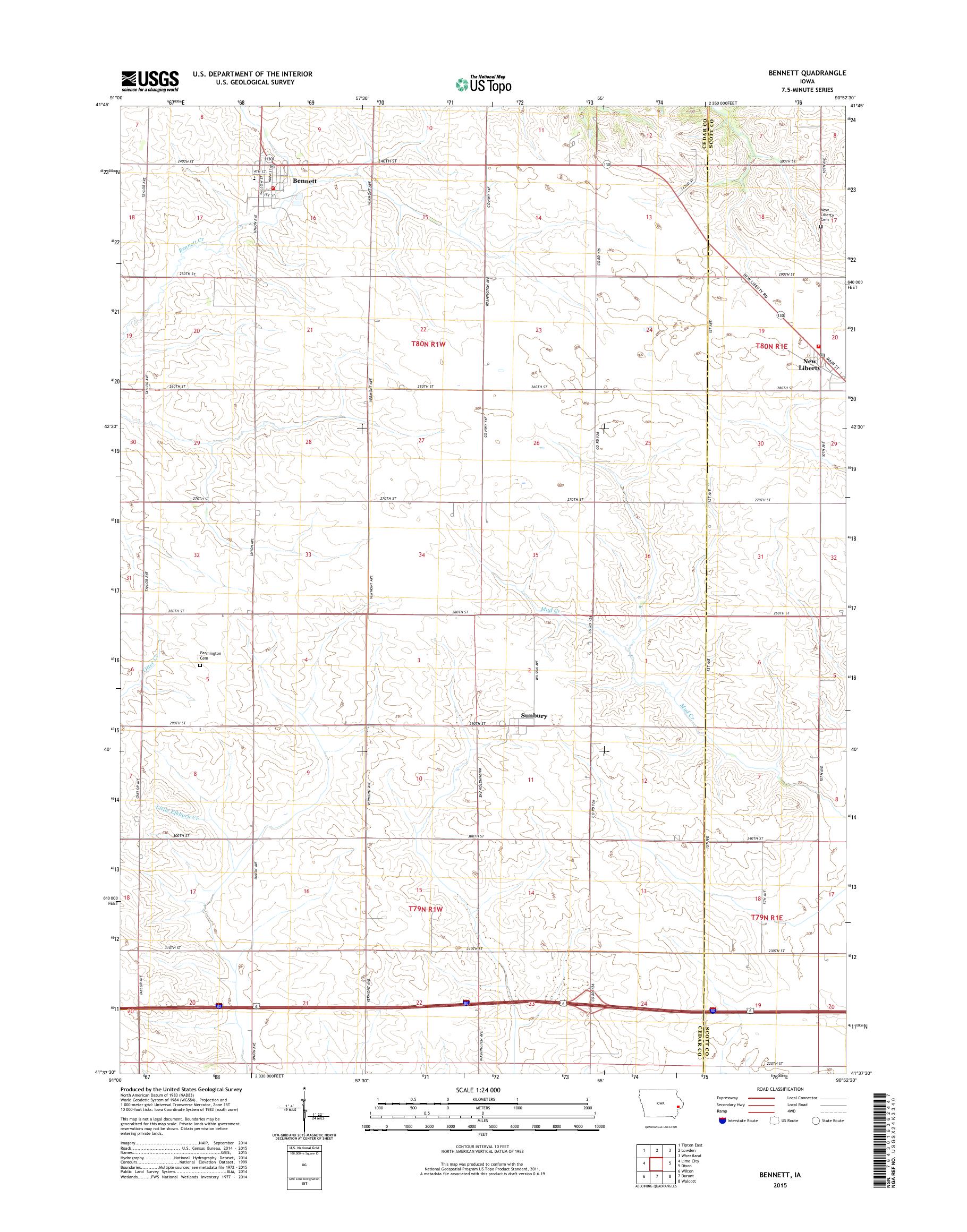MyTopo Iowa USGS Quad Topo Map