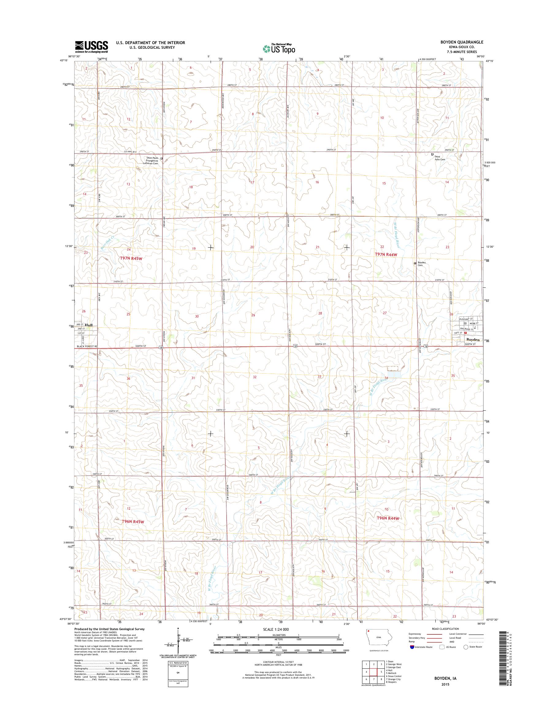 MyTopo Boyden, Iowa USGS Quad Topo Map