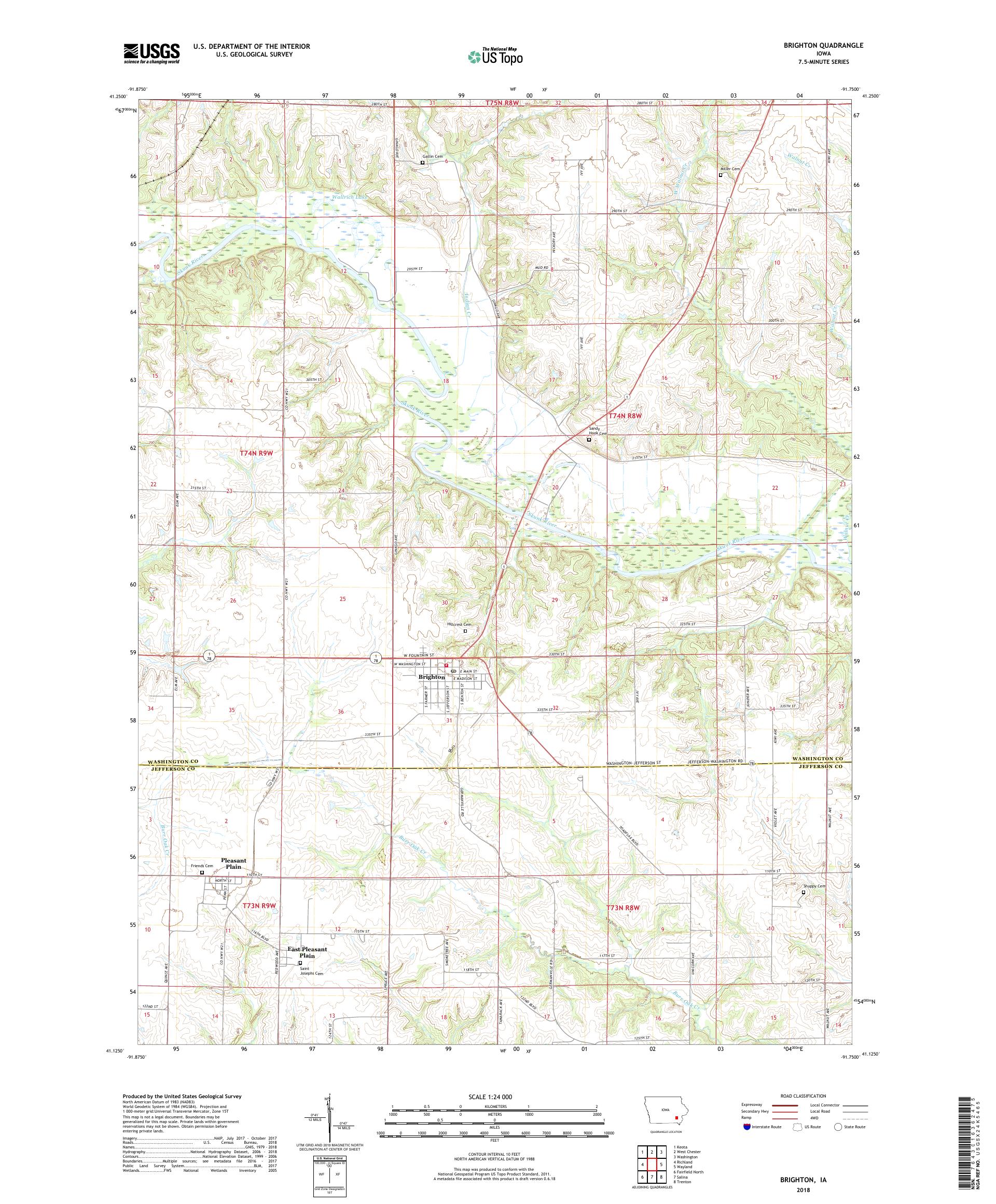 MyTopo Brighton, Iowa USGS Quad Topo Map