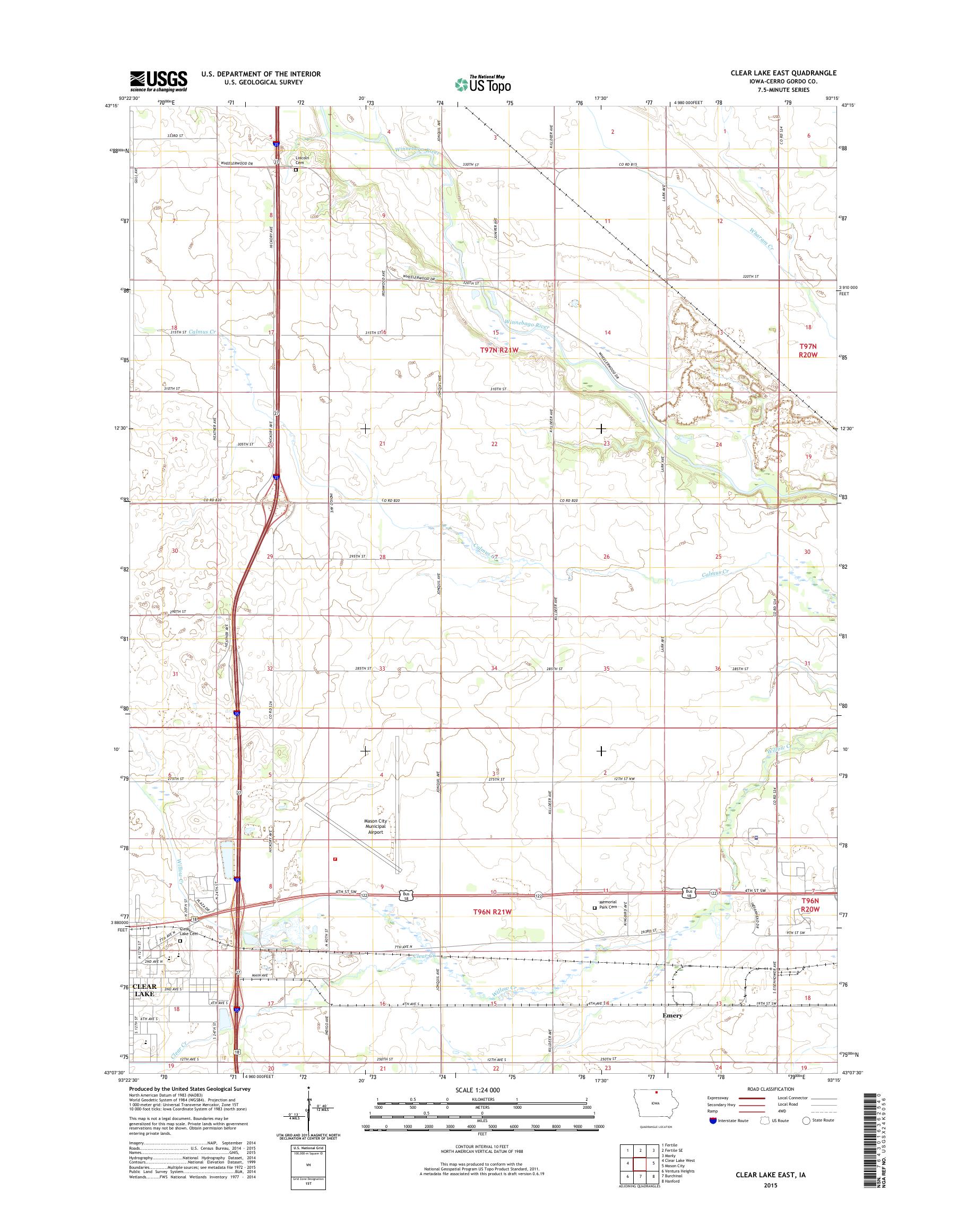 MyTopo Clear Lake East, Iowa USGS Quad Topo Map