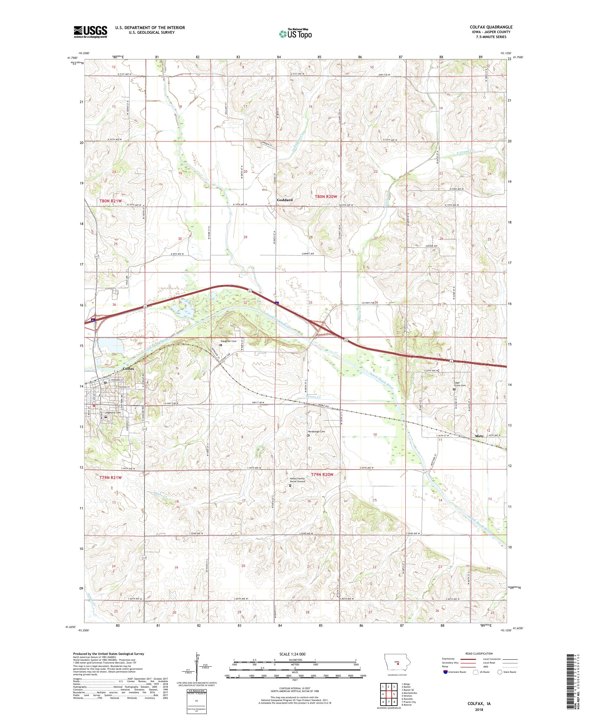 MyTopo Colfax, Iowa USGS Quad Topo Map