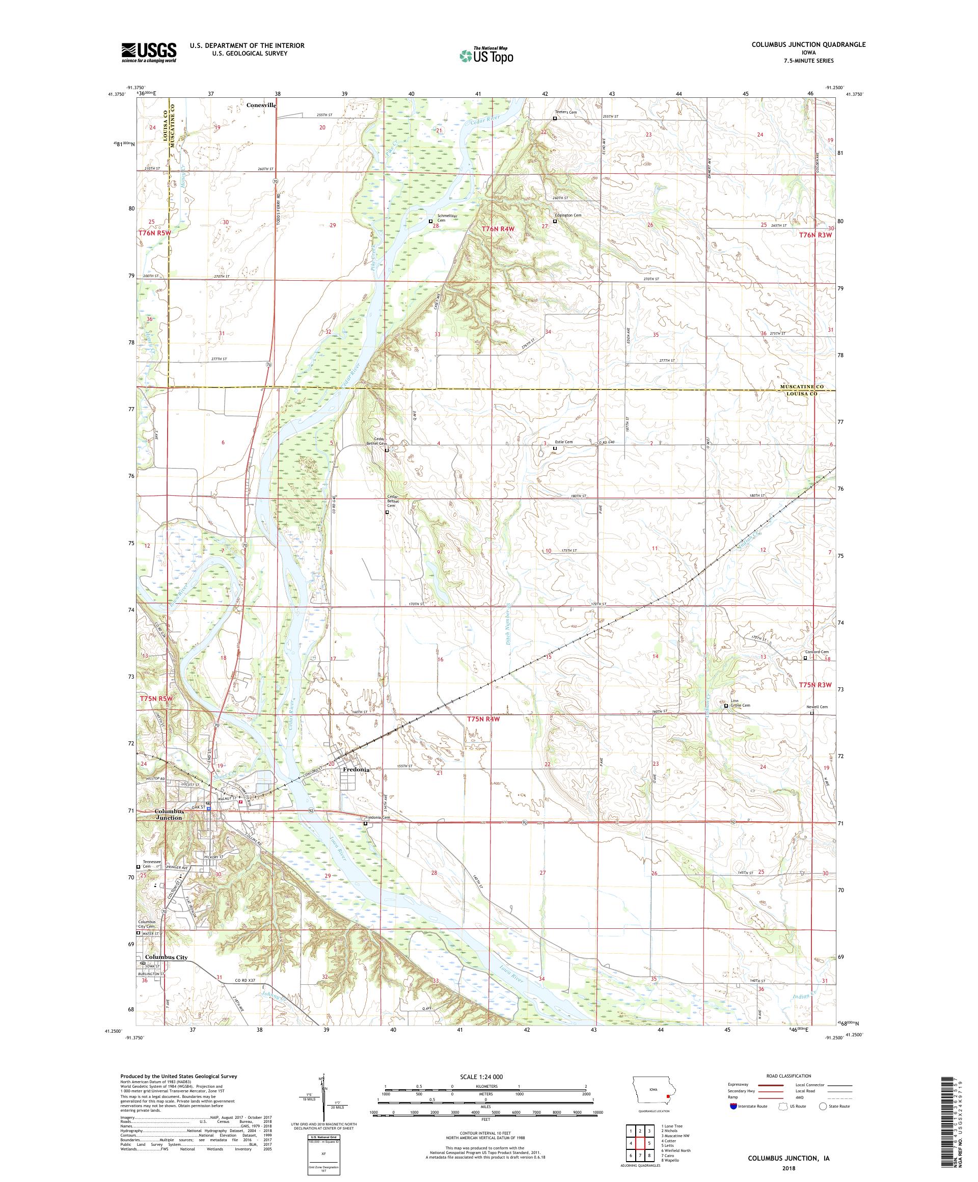 MyTopo Columbus Junction, Iowa USGS Quad Topo Map