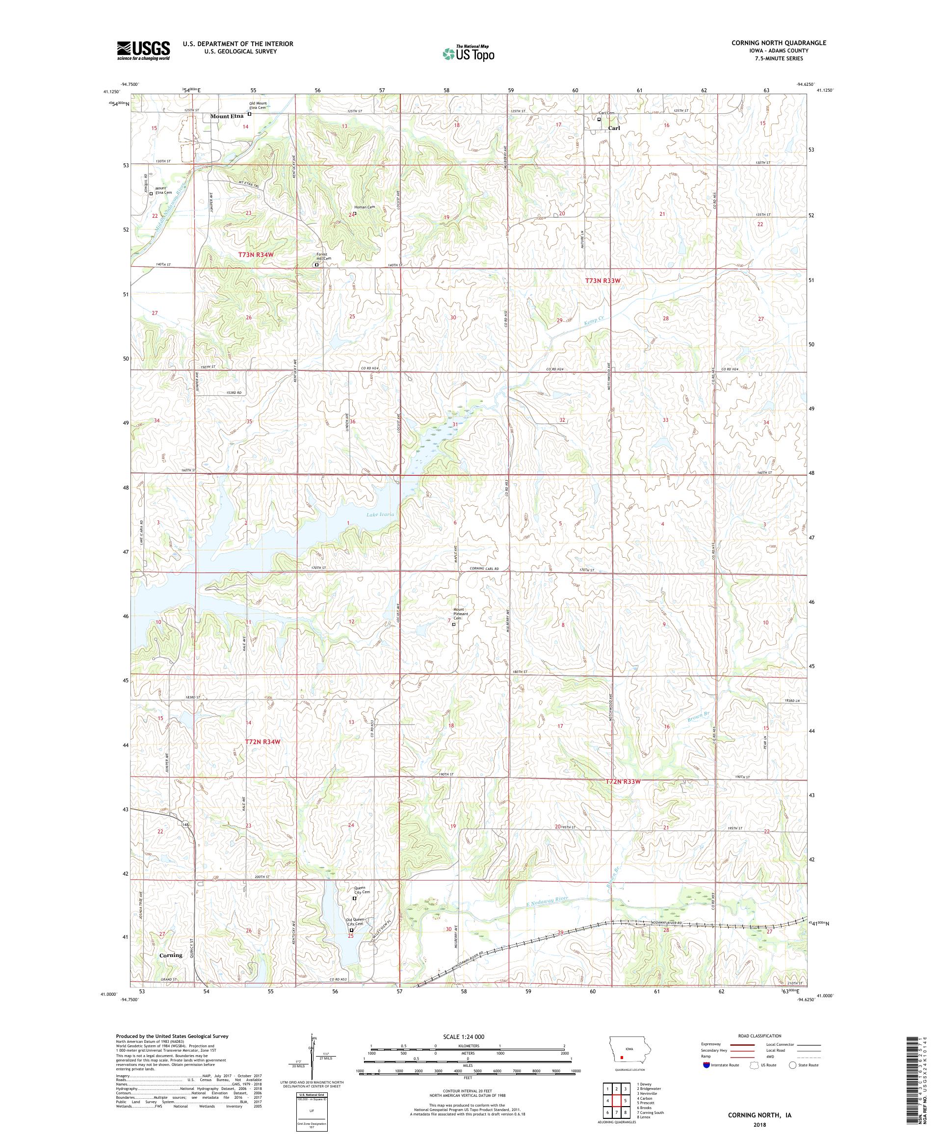 MyTopo Corning North, Iowa USGS Quad Topo Map