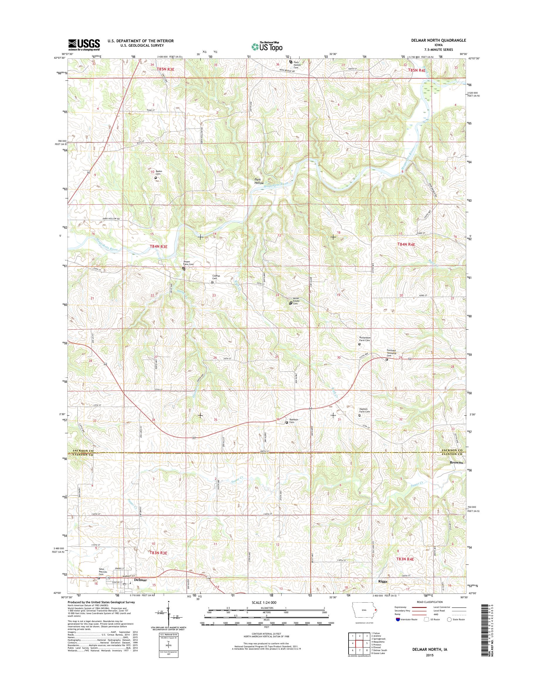 MyTopo Delmar North, Iowa USGS Quad Topo Map