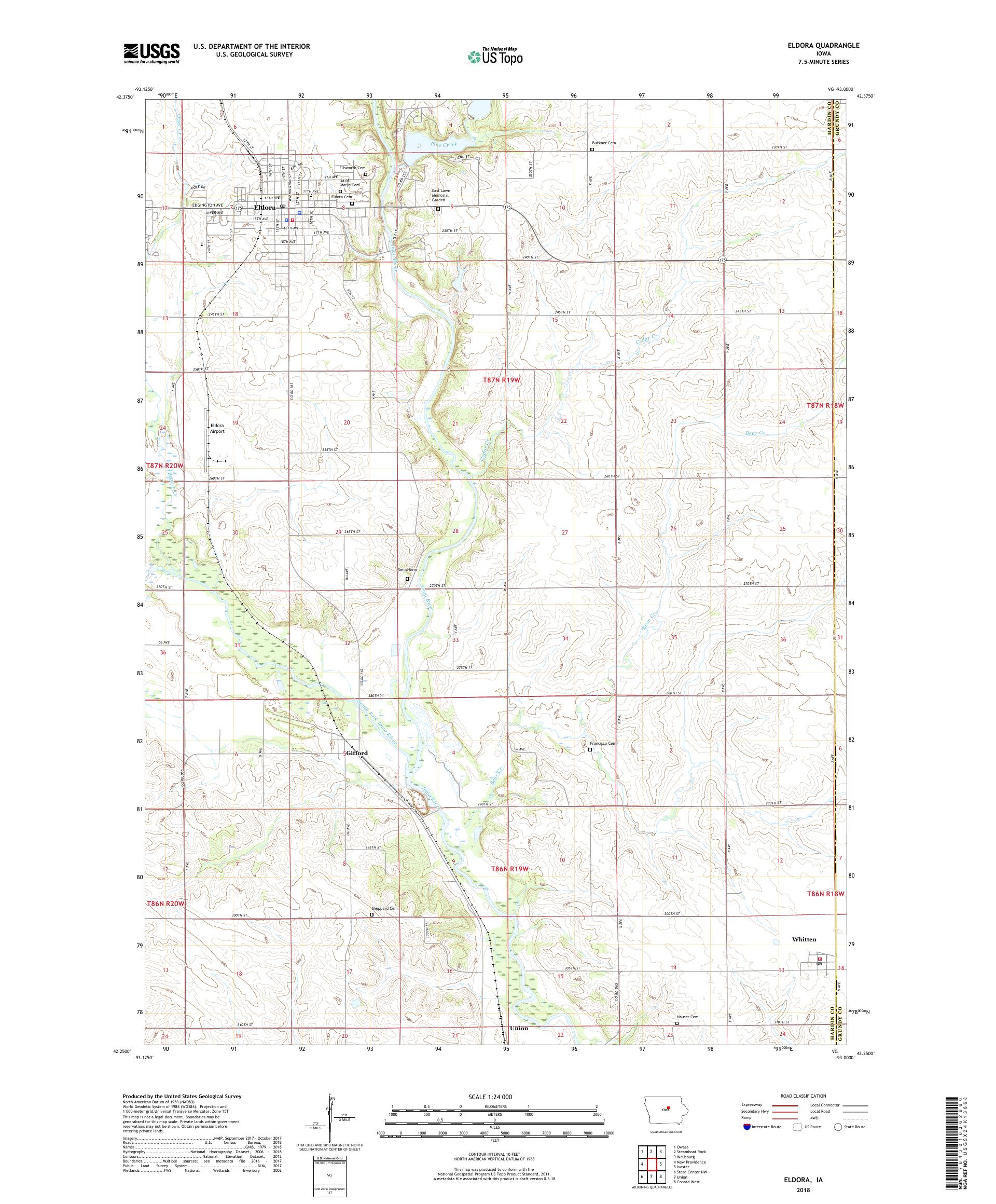 MyTopo Eldora, Iowa USGS Quad Topo Map